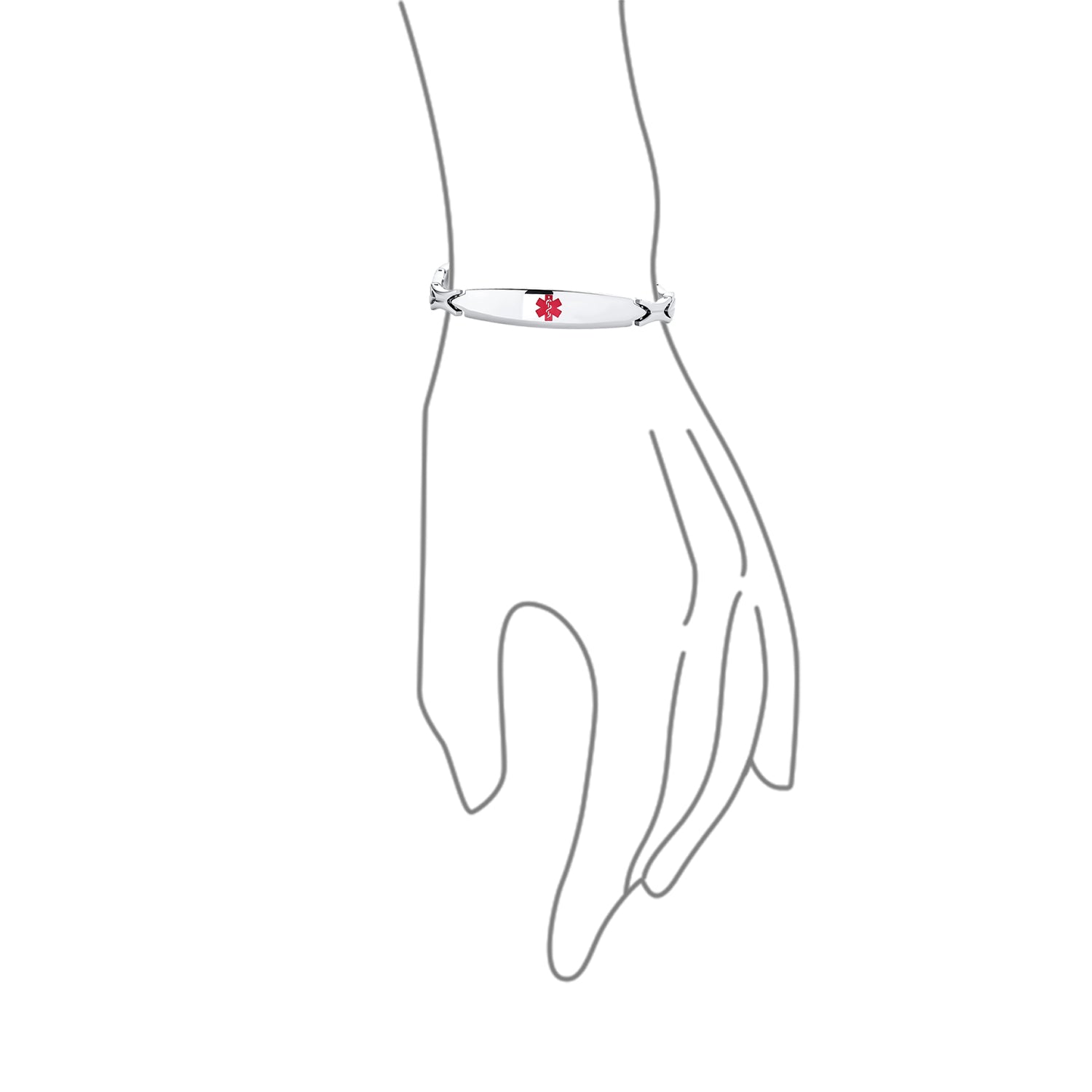Medical ID Bracelet Set Two Leaf Link Chain Identification Name Plated Red Alert Stainless Steel