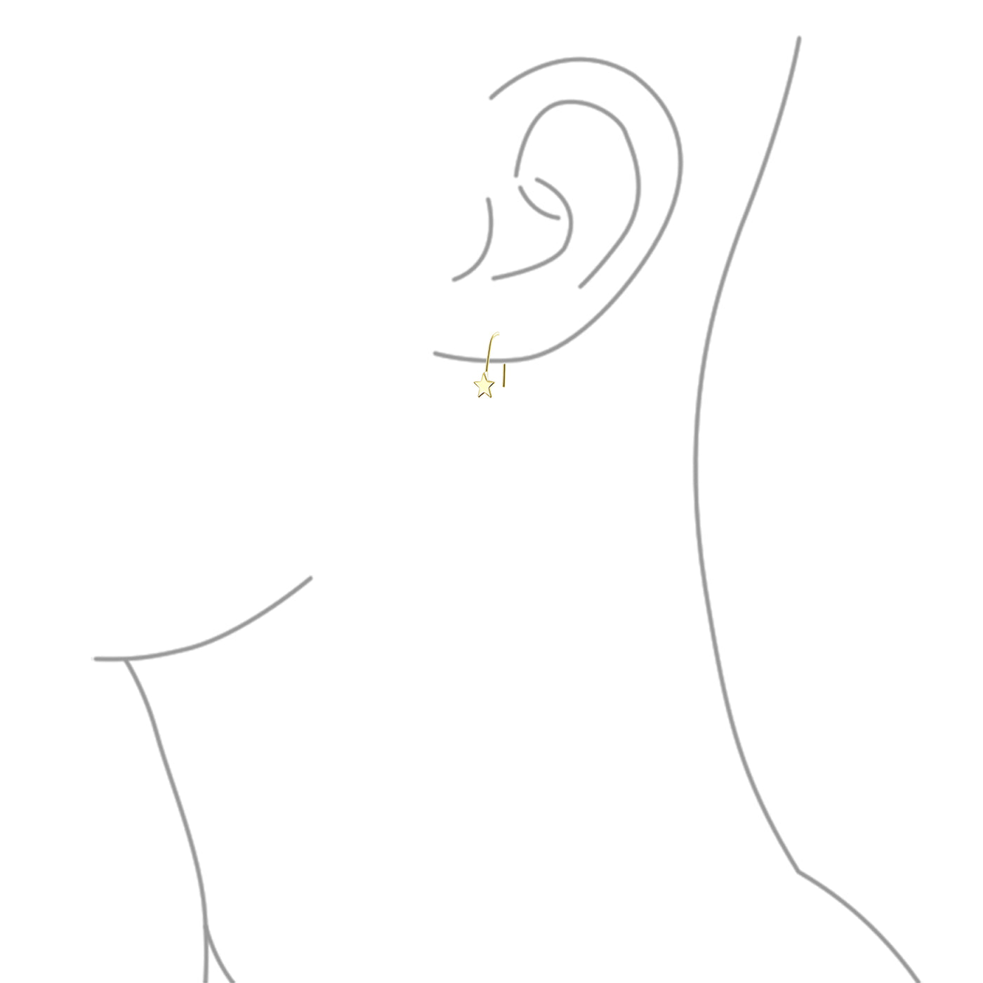 Minimalist Celestial Dangle Earrings in 14K Yellow Gold - USA Patriotic Style