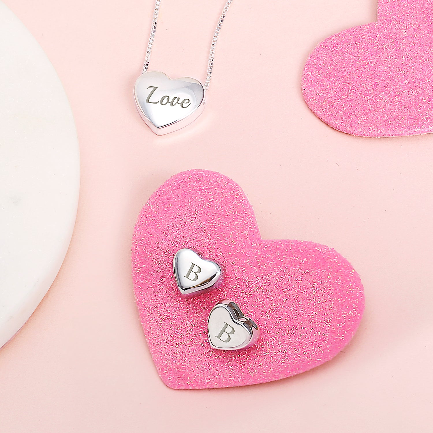 Romantic Love Simple Puff Heart Shaped Stud Earrings .925 Sterling Silver