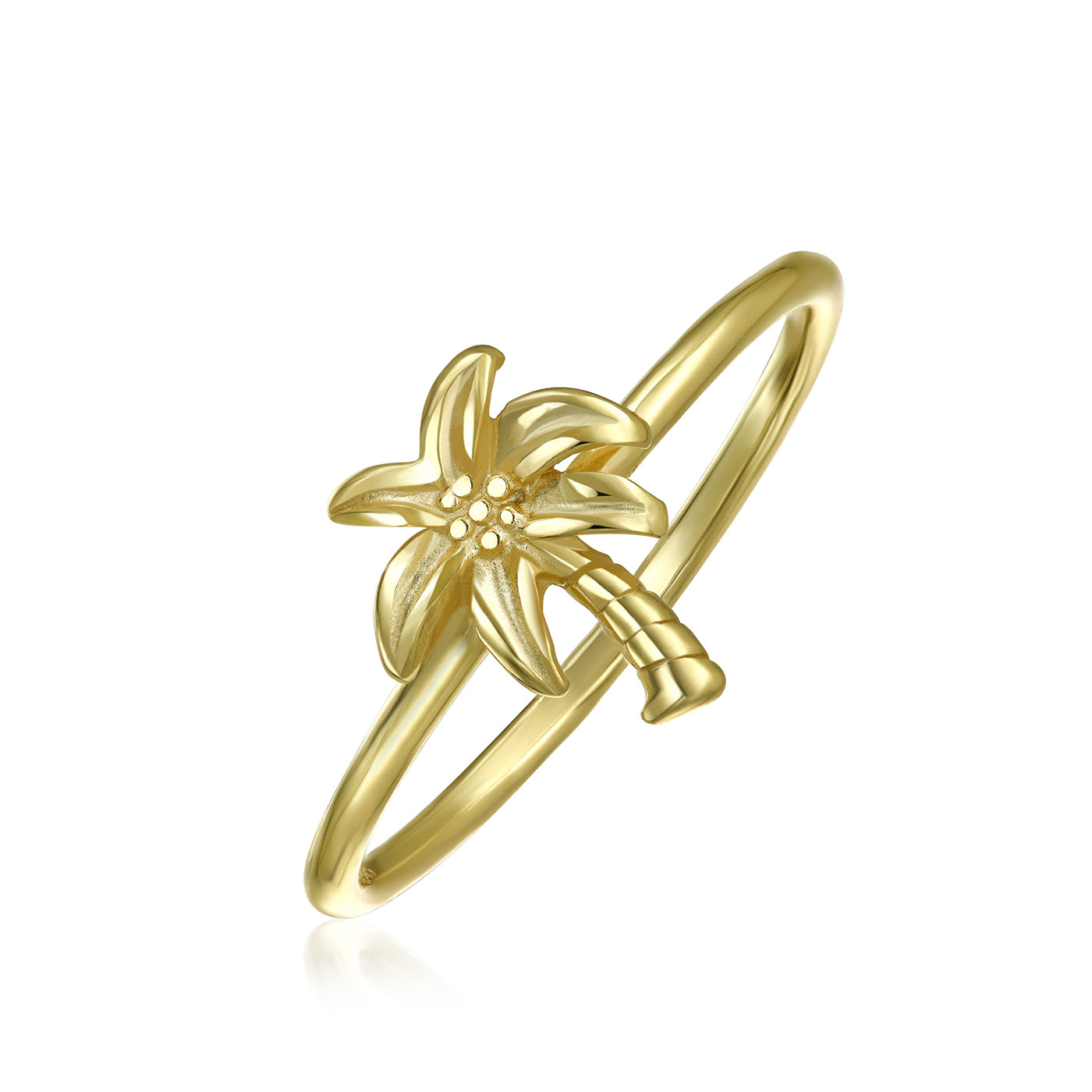 Midi Knuckle 1MM Band Palm Tree Ring Gold Plated Sterling Silver