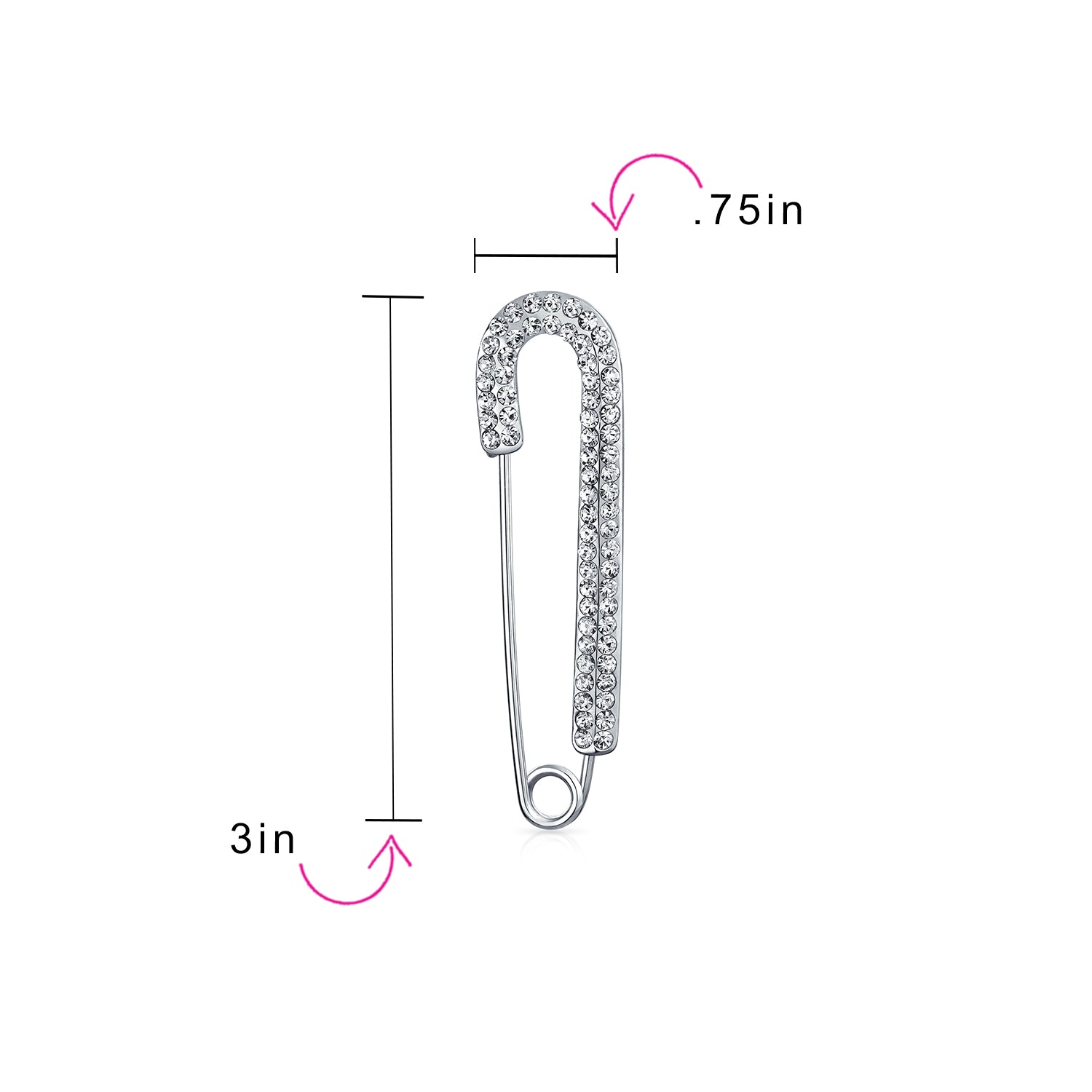 Set of 2 Crystal Candy Cane Safety Pin Brooch Pin Gold Silver Plated 2 Inch
