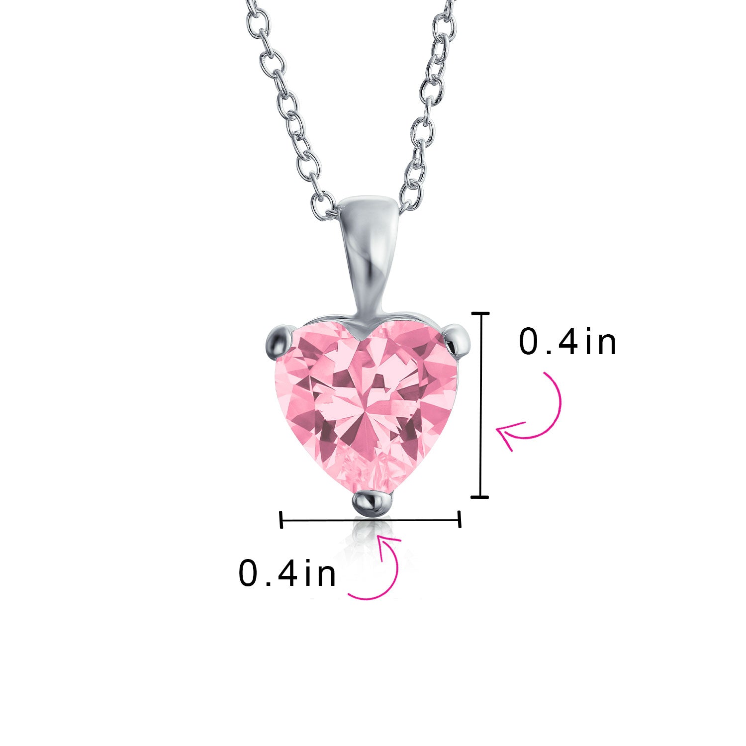 Set of 2 Timeless Elegant Red Pink CZ Heart Bridal Necklace Sterling Silver