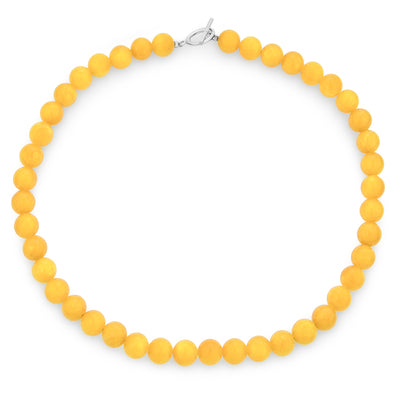 Plain Smooth Western Jewelry Jade Bead Strand Necklace with Silver Toggle Clasp