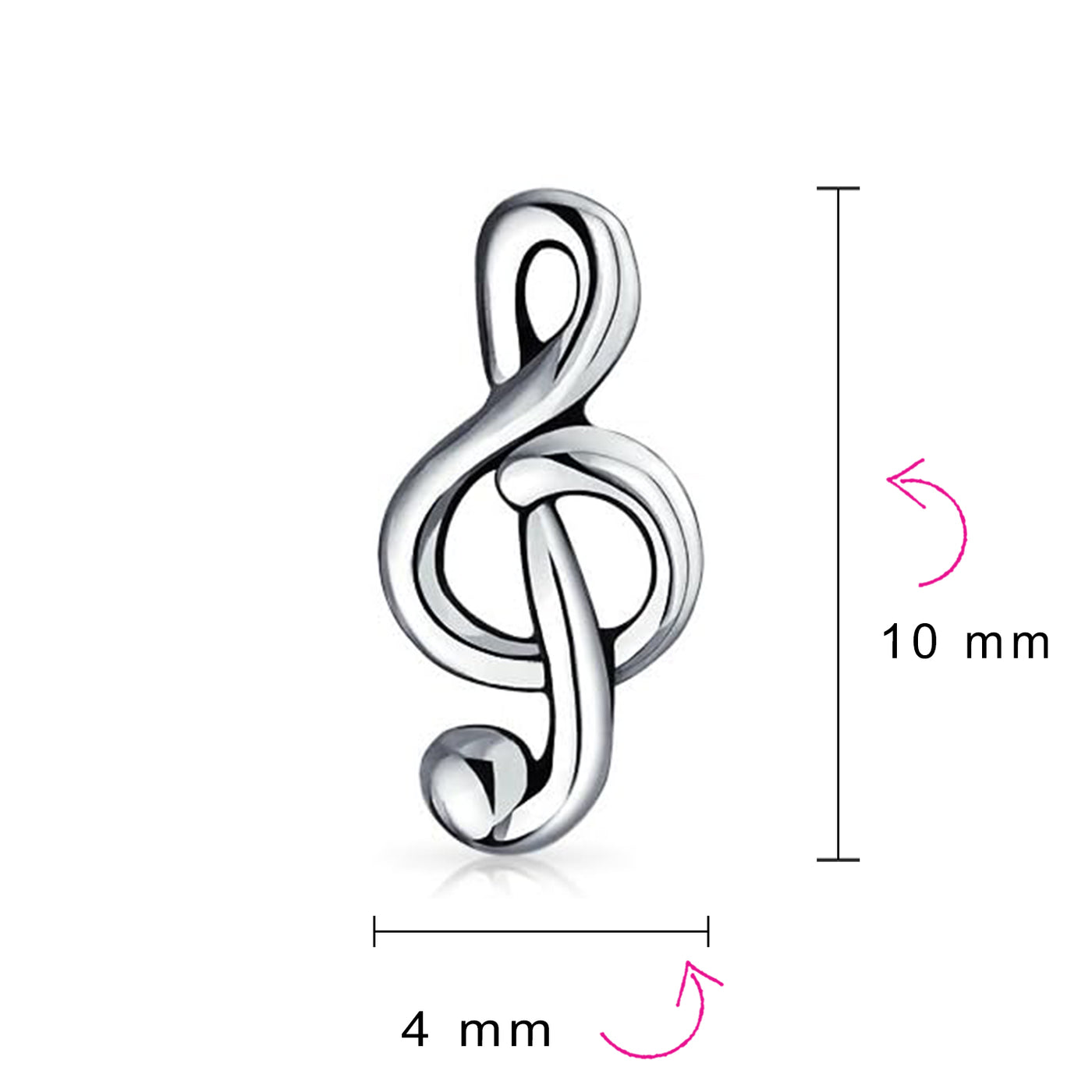 Musician Treble Music Note Earrings Stud & Pendant Necklace Silver Jewelry Set