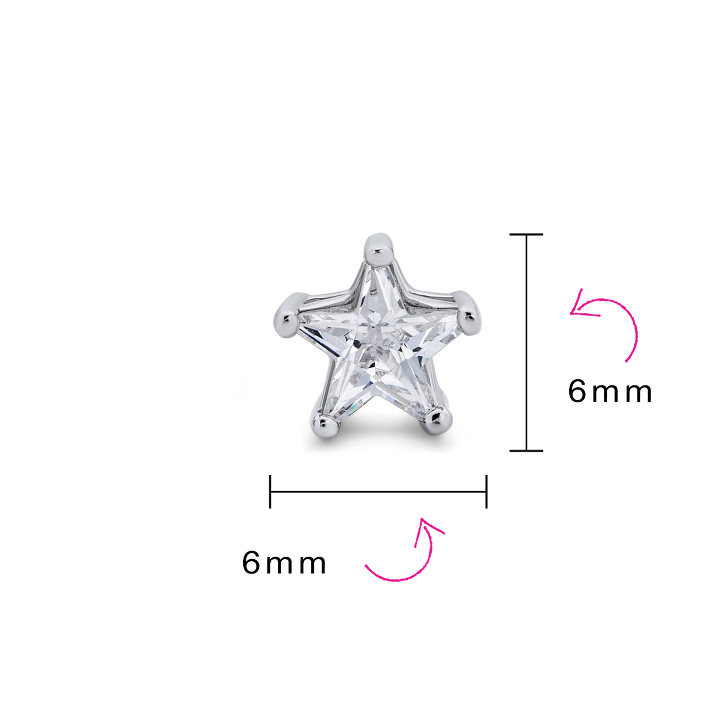 Small Celestial USA CZ Star Stud Earrings for Men, Sterling Silver, 7-6 MM