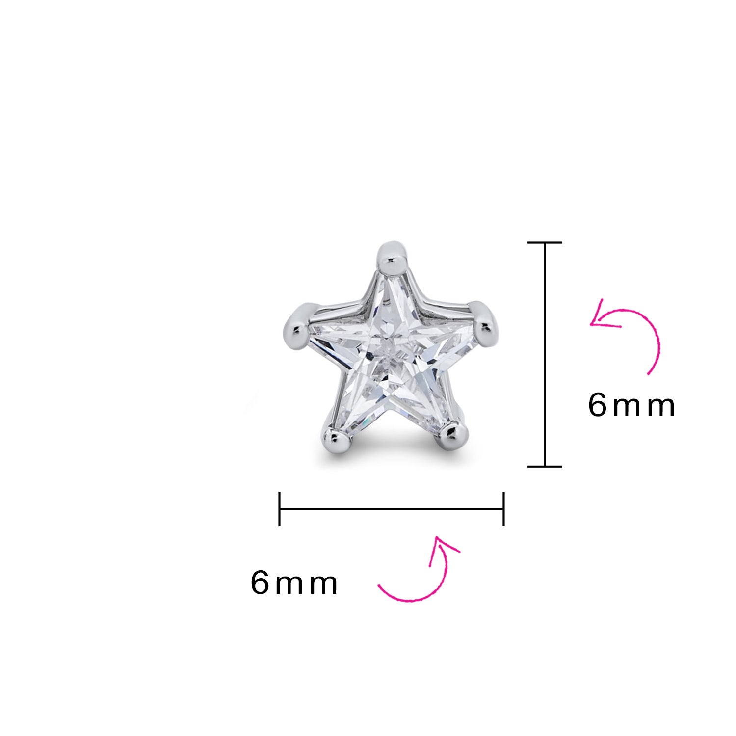 Set of 2 Celestial USA Black Clear CZ Star Stud Earrings Sterling Silver 7MM