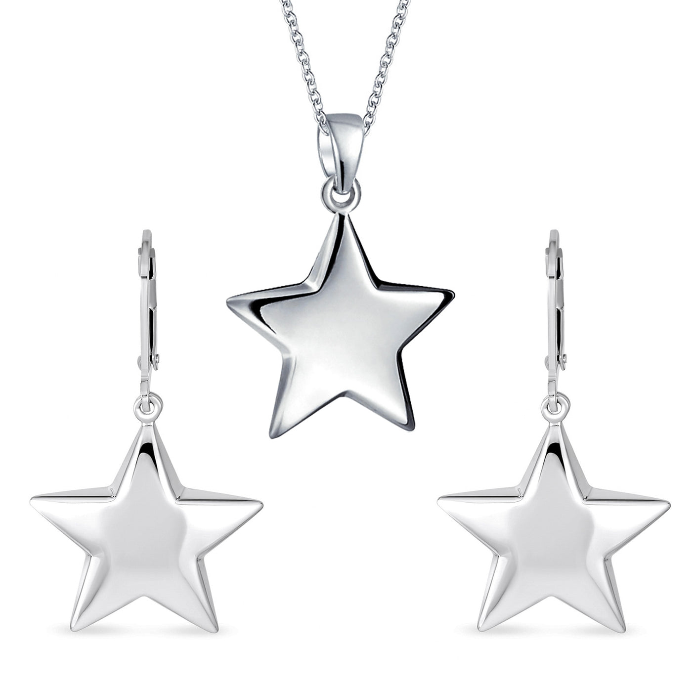 American Patriotic Celestial Rock Star Jewelry Set with Star Dangle Earrings