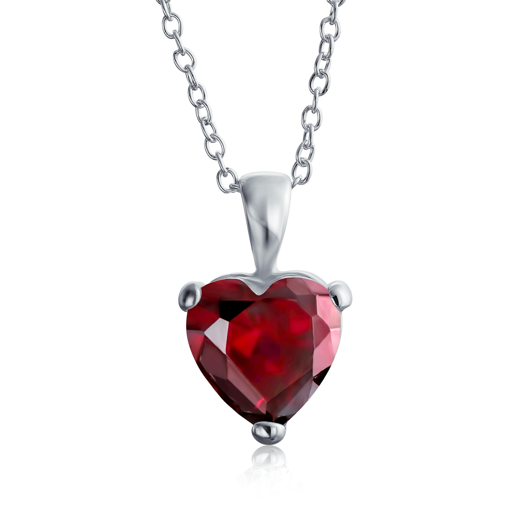 Set of 2 Timeless Elegant Red Pink CZ Heart Bridal Necklace Sterling Silver