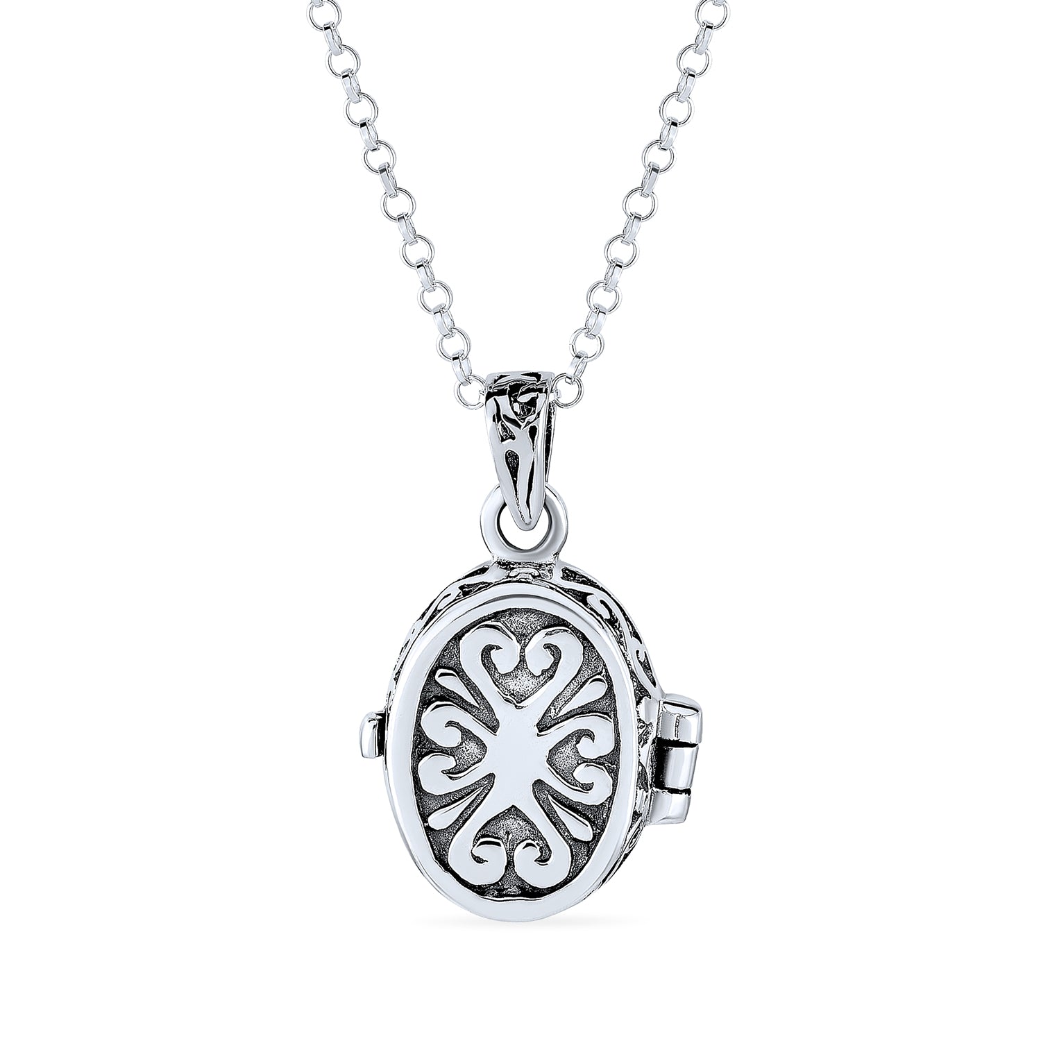 Religious Cross Prayer Box Locket Necklace Pendant Holder .925 Sterling Silver