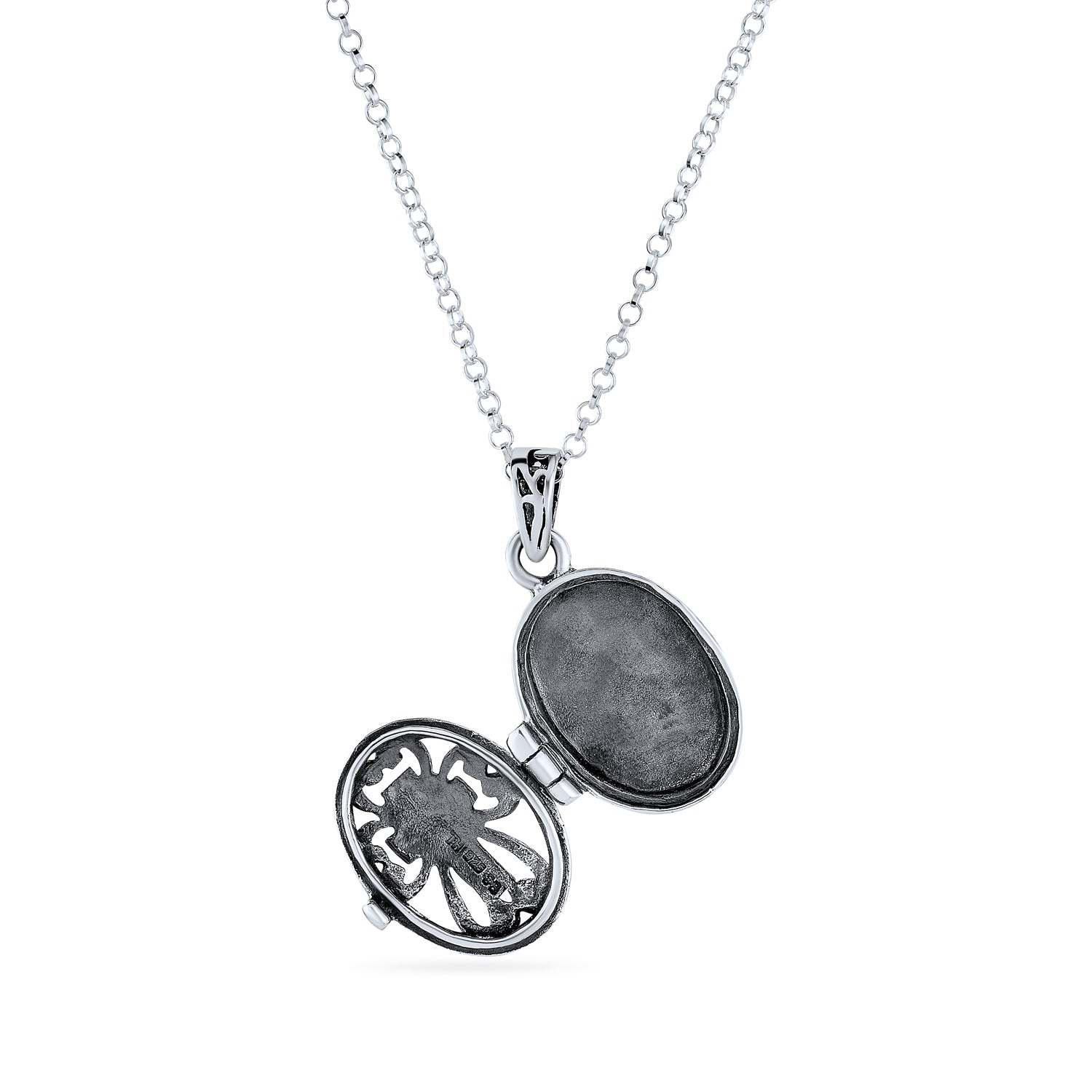 Religious Cross Prayer Box Locket Necklace Pendant Holder .925 Sterling Silver