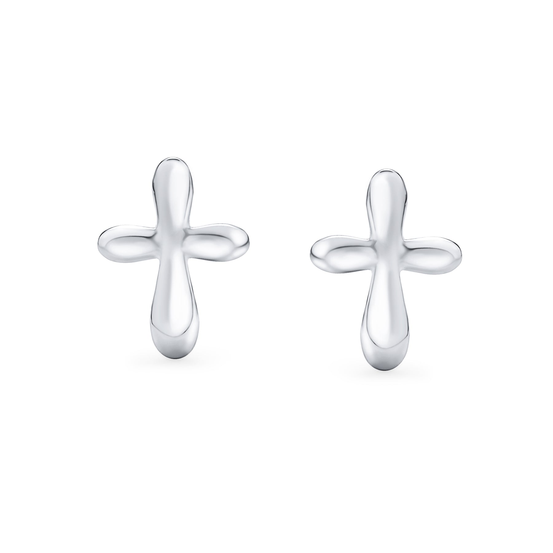Religious Delicate Simple Minimalist Cross Stud Earrings .925 Sterling Silver
