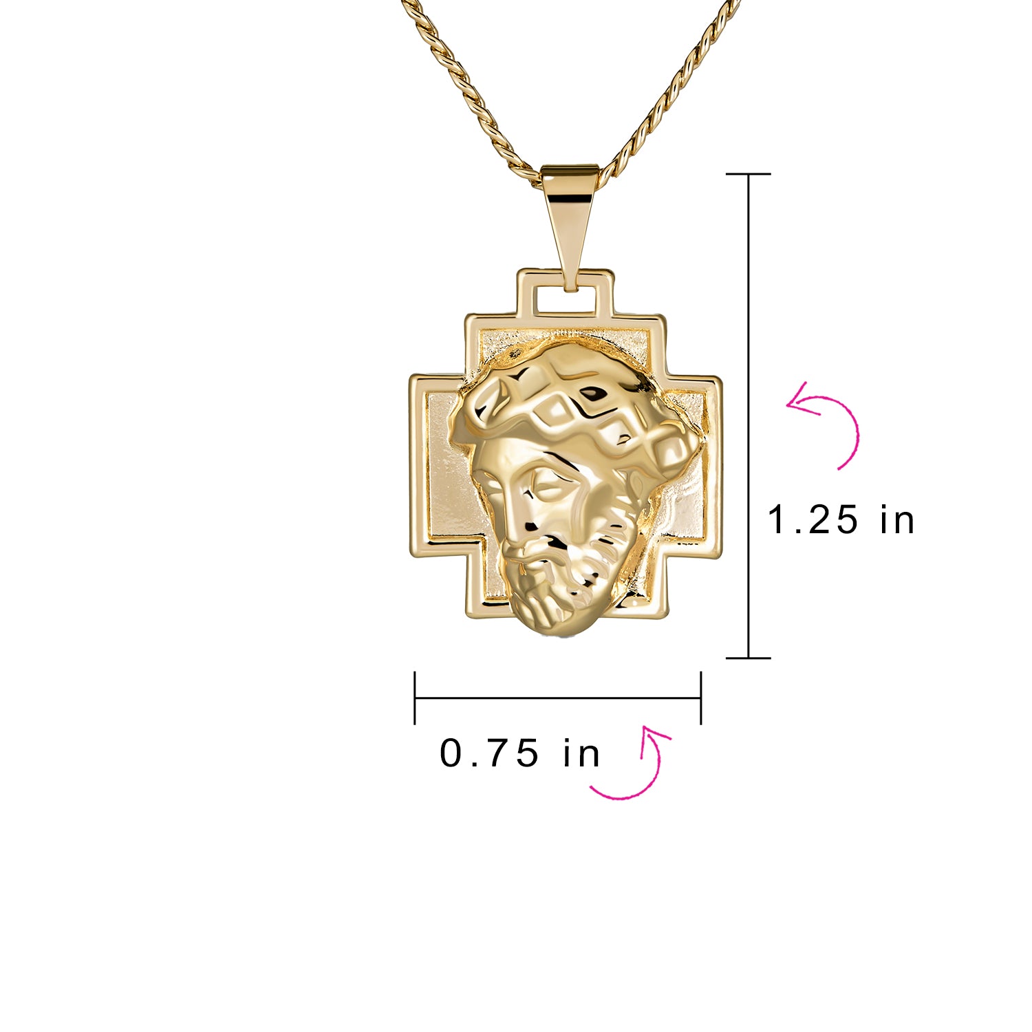 Christ Cross Medallion Pendant Necklace Yellow Gold Plated