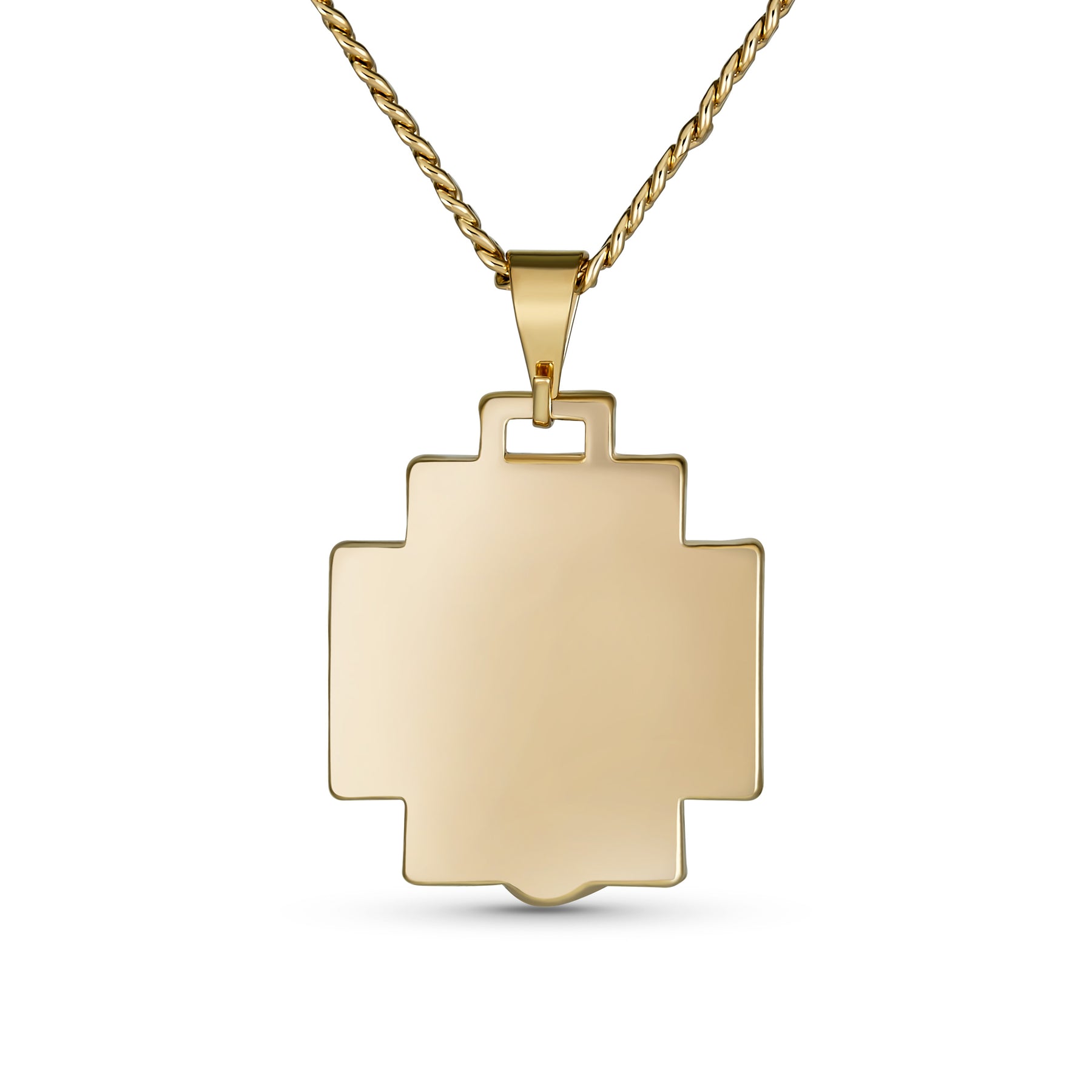 Christ Cross Medallion Pendant Necklace Yellow Gold Plated