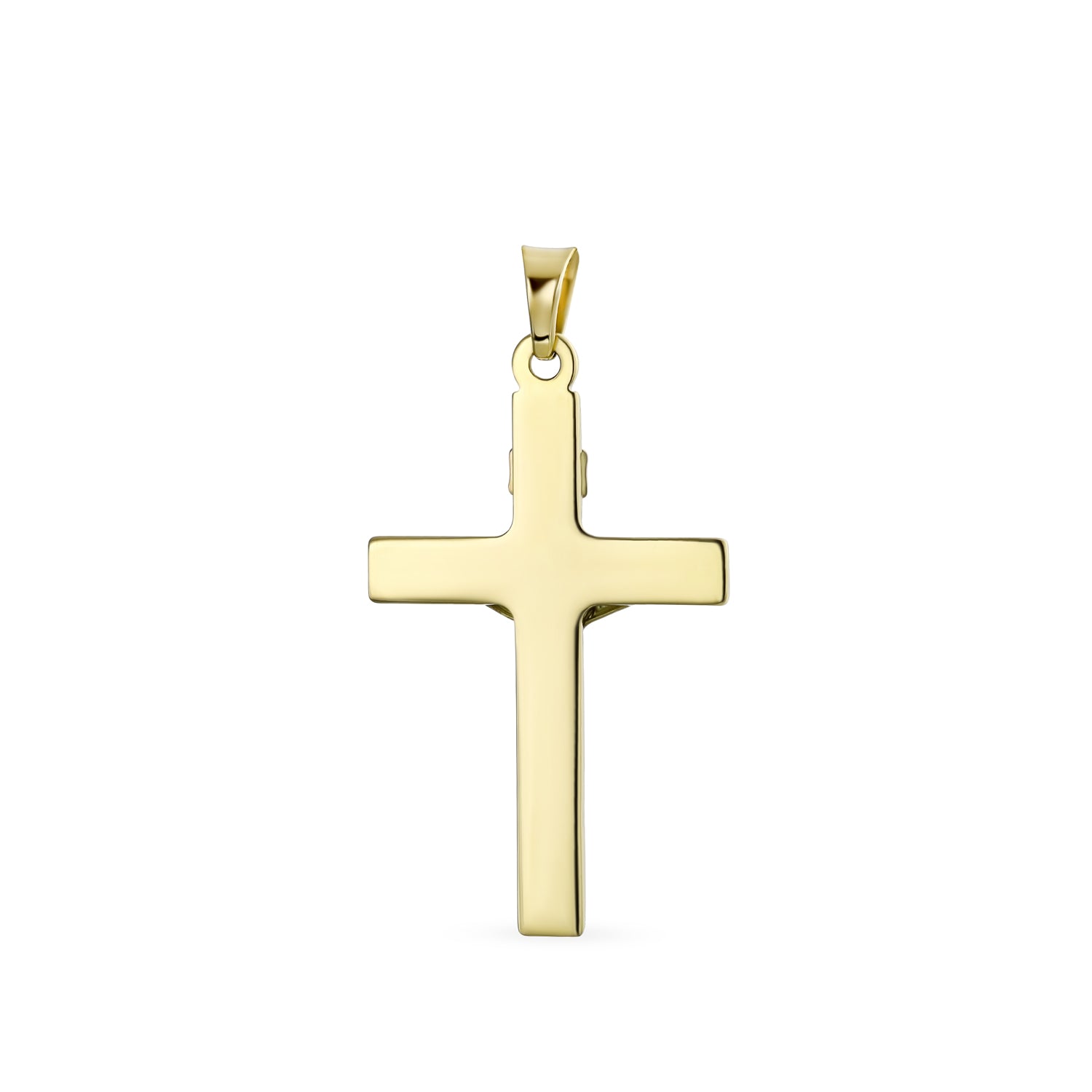 14K Yellow Gold Religious Jesus Inri Crucifix Cross Pendant Necklace