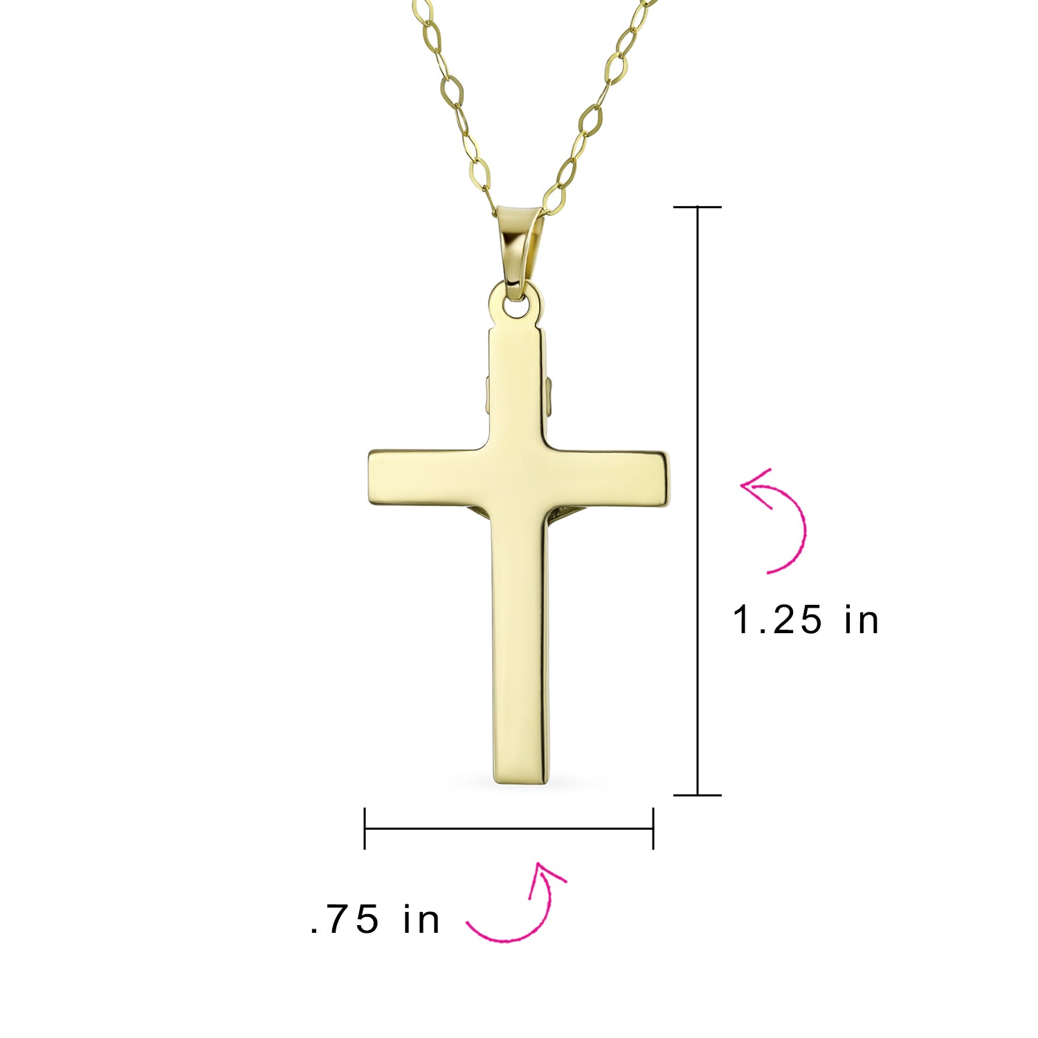 14K Yellow Gold Religious Jesus Inri Crucifix Cross Pendant Necklace