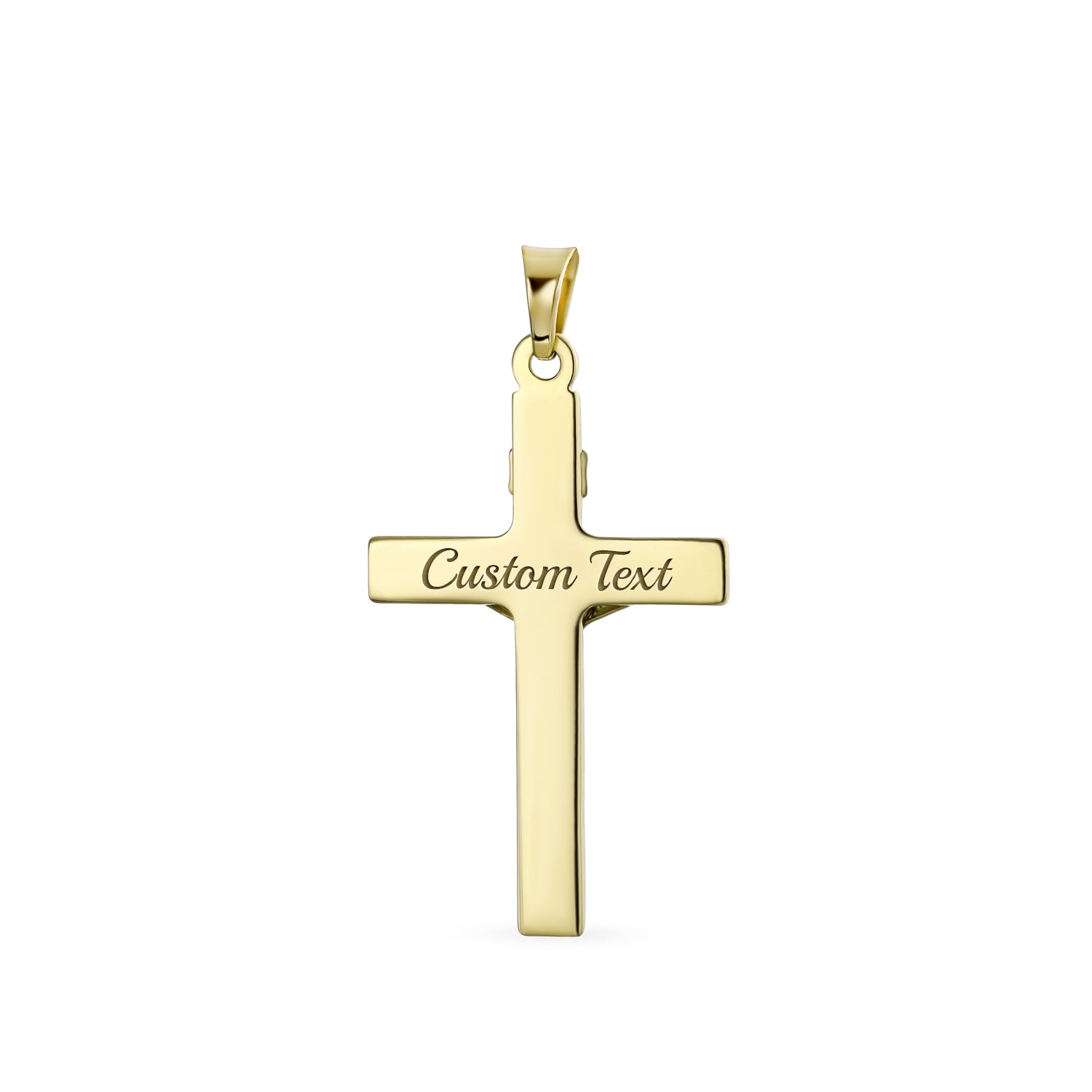 14K Yellow Gold Religious Jesus Inri Crucifix Cross Pendant Necklace