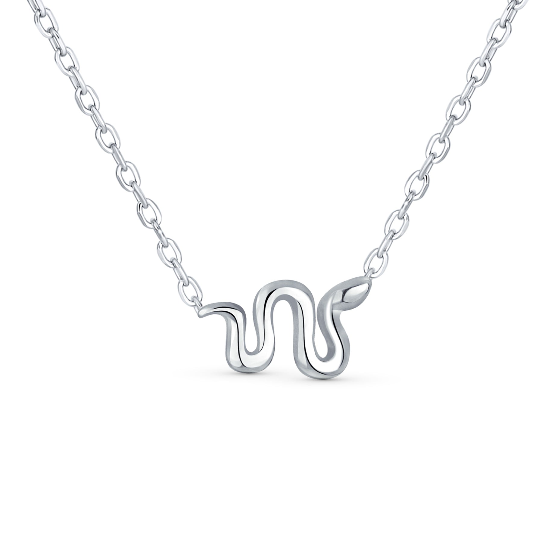 Garden Crawler Reptile Snake Pendant Necklace and Stud Earring Jewelry Set .925 Sterling Silver