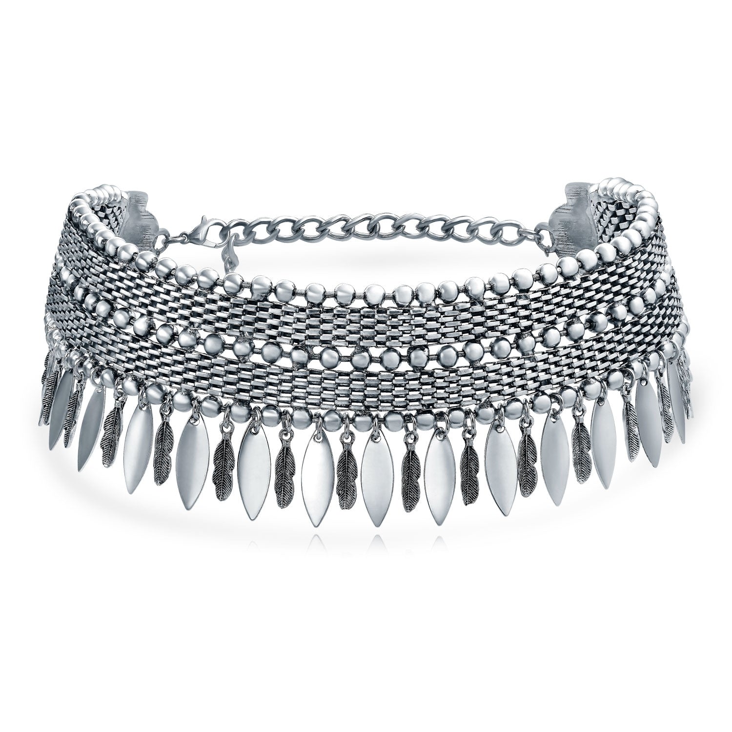 Native American Style Statement Feather Choker Necklace Bohemian Boho Western Jewelry