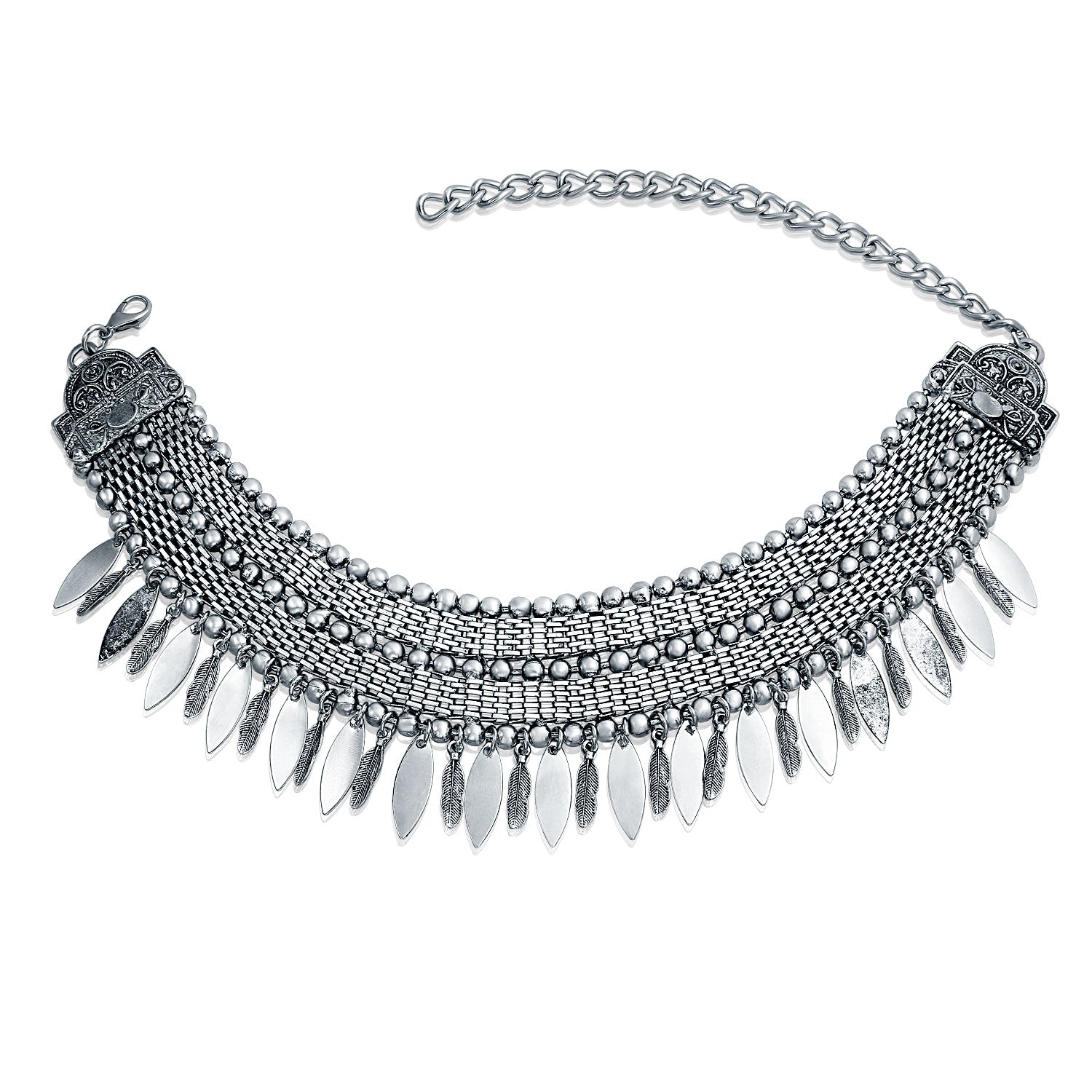 Native American Style Statement Feather Choker Necklace Bohemian Boho Western Jewelry
