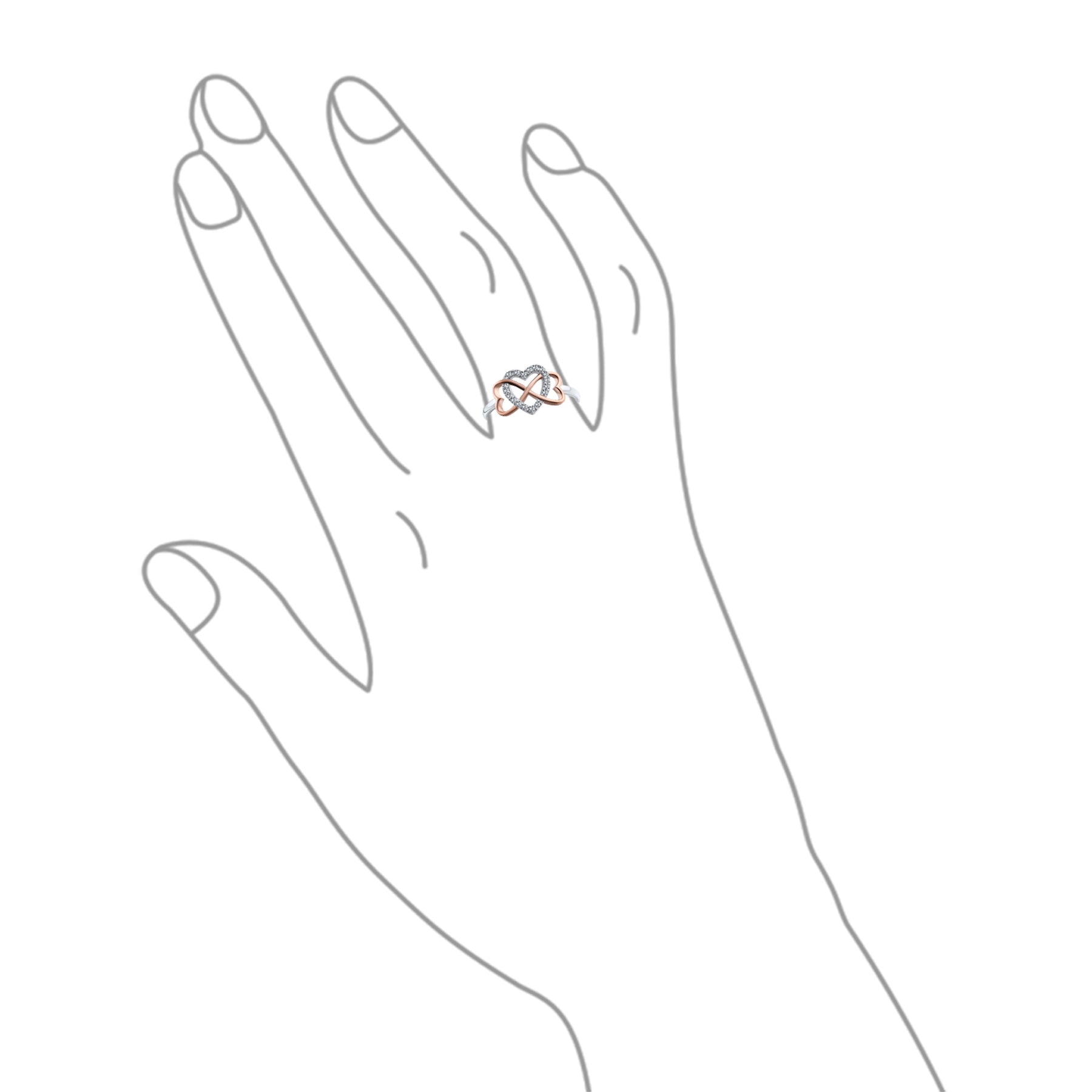 Romantic CZ Pave Cubic Zirconia Intertwined Infinity Forever Heart Promise Ring Rose Gold Sterling Silver