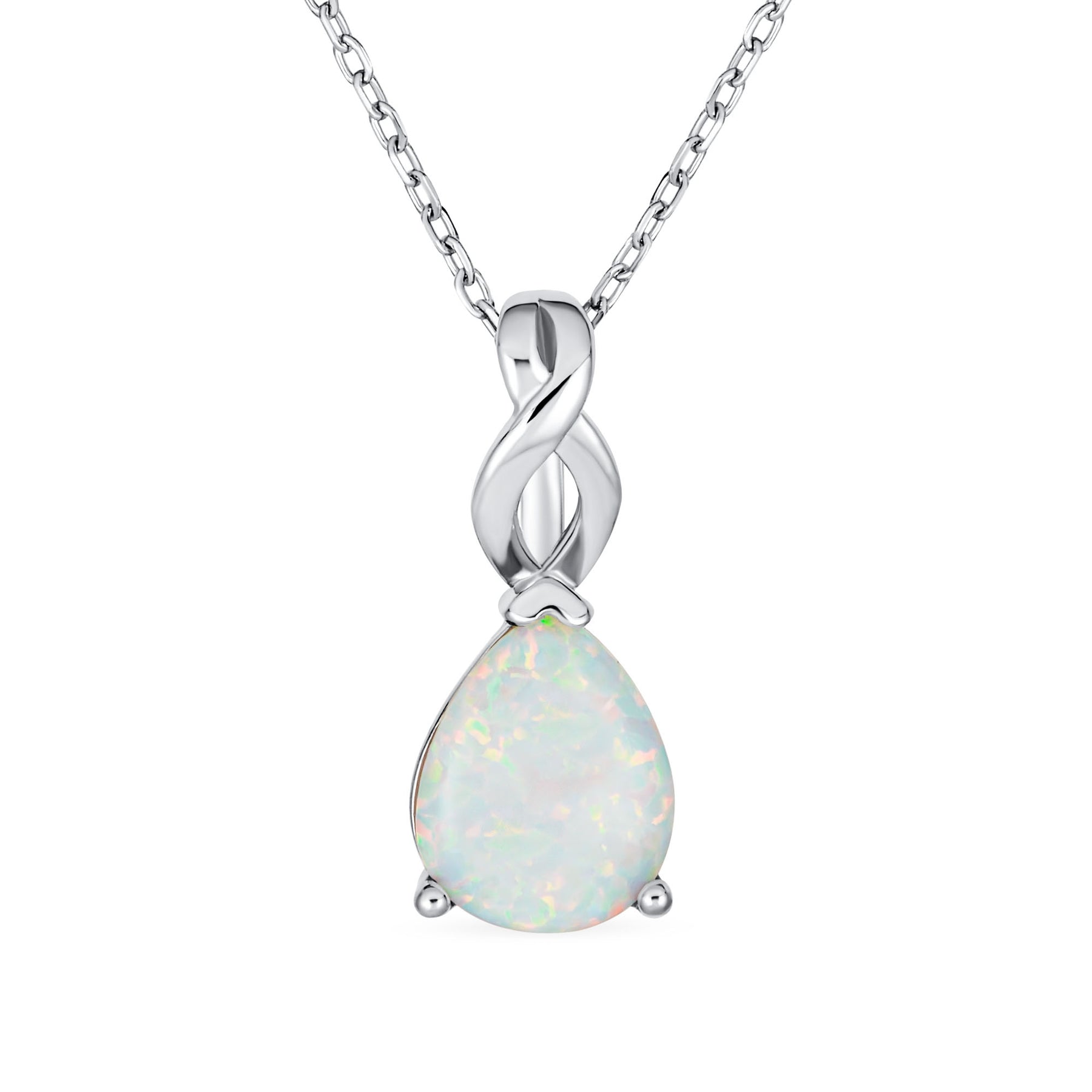 Romantic Opulence Bridal Necklace 3CTW Opal Teardrop Sterling Silver Pendant