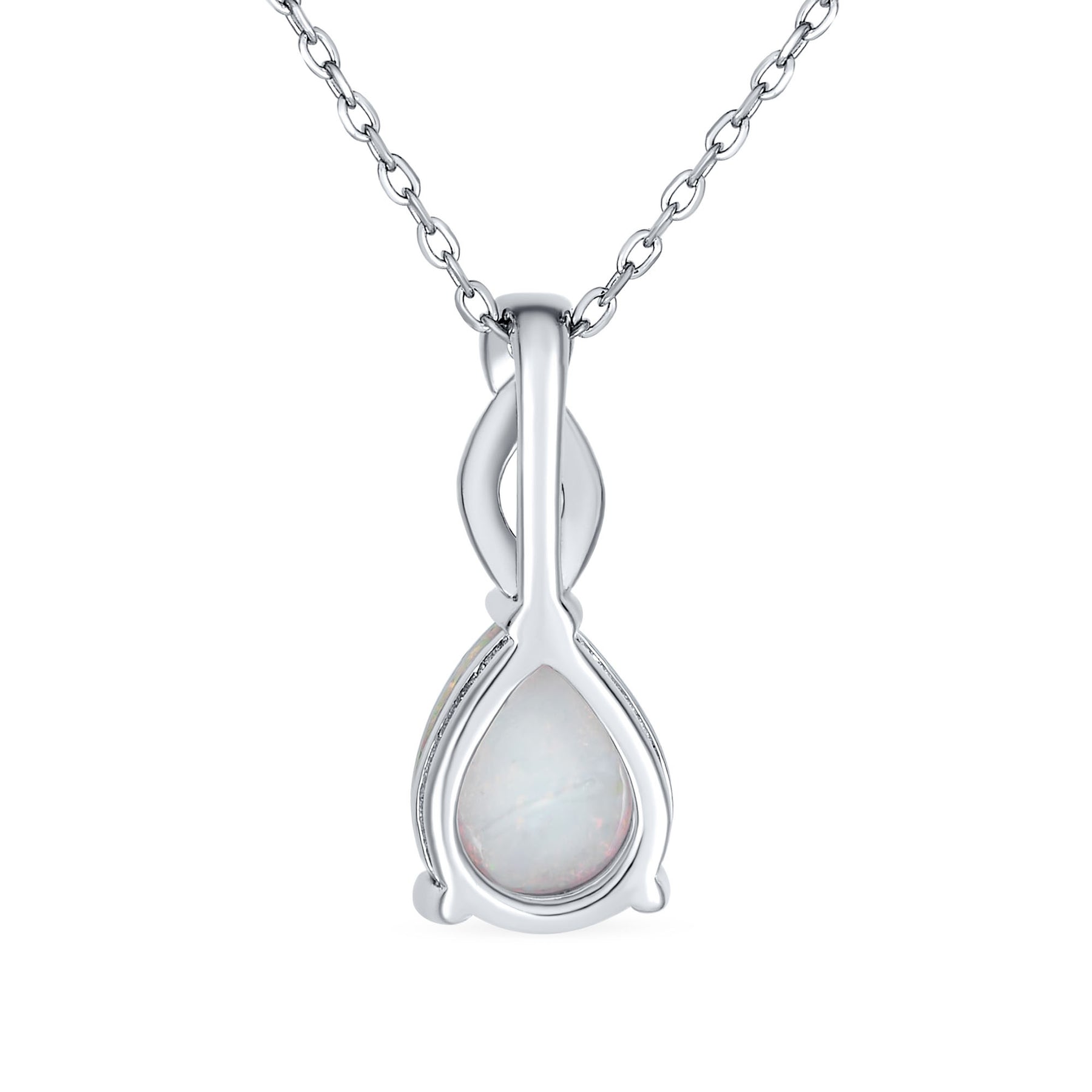 Romantic Opulence Bridal Necklace 3CTW Opal Teardrop Sterling Silver Pendant