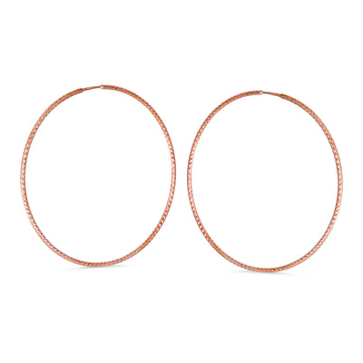 Lightweight Rose Gold Hoop Huggie Earrings Diamond Cut Twist Sterling Silver