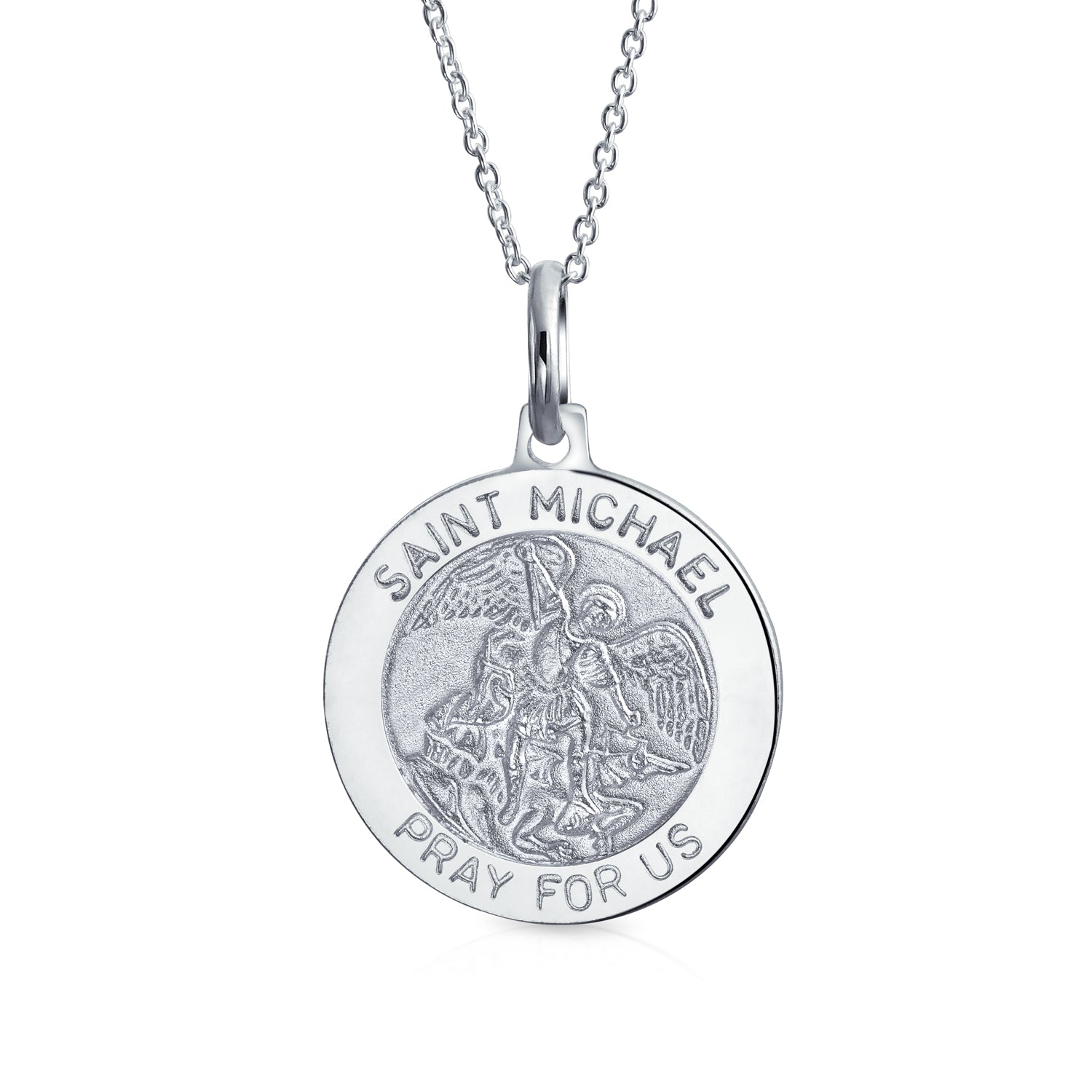 Saint Michael Military Police Security Medal Sterling Silver Pendant Necklace