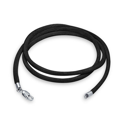 Black Satin Silk Cord Necklace for Men with Silver Lobster Clasp Various Lengths