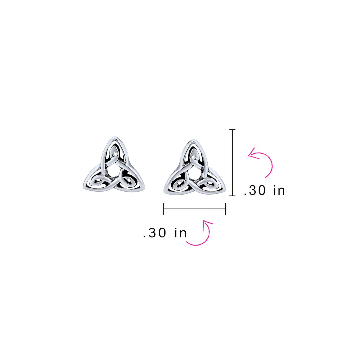 Small Celtic Irish Love Knot Trinity Symbol Stud Earrings in Sterling Silver 7MM