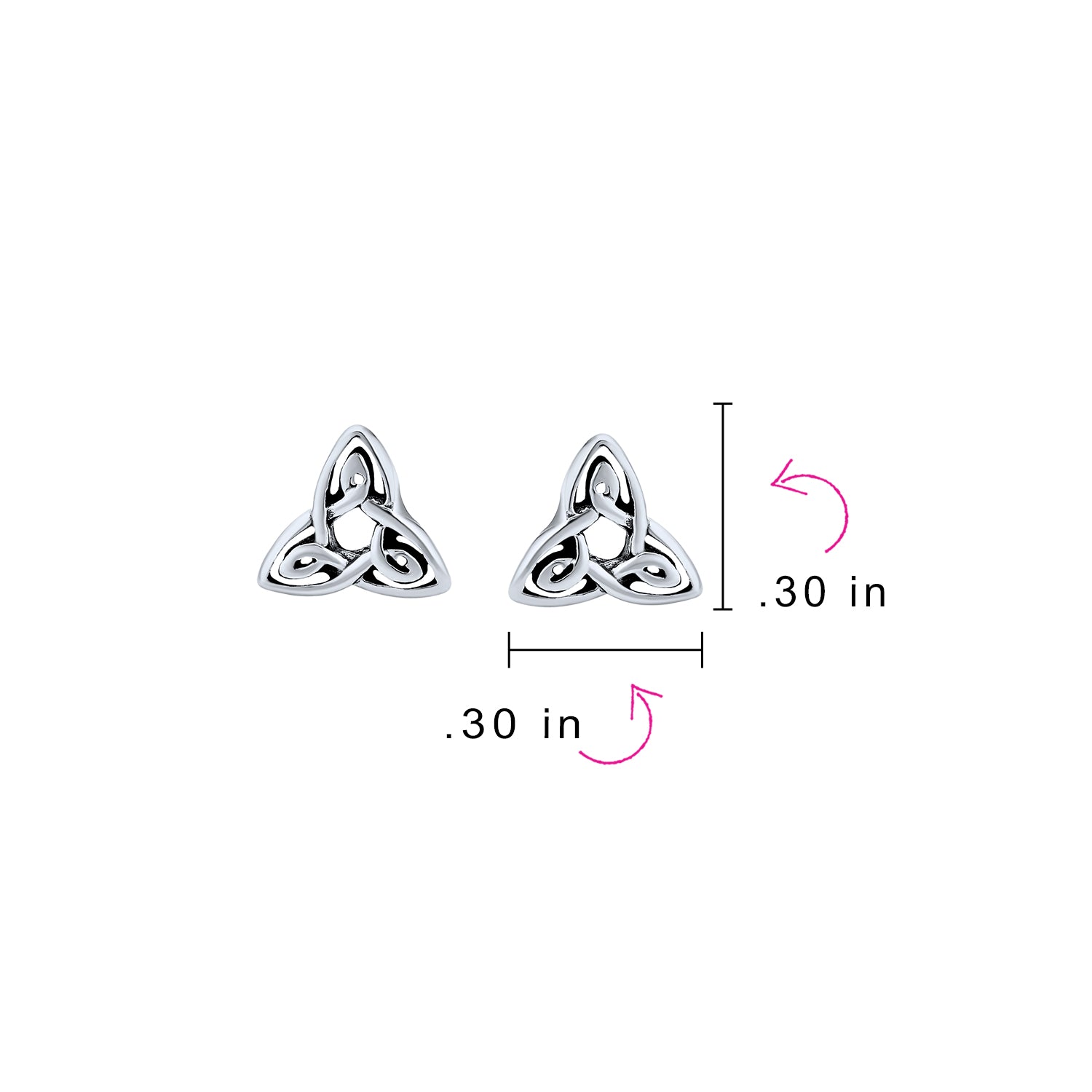 Set of 2 Celtic Infinity Knot & Round Triskele Stud Earrings Oxidized Silver
