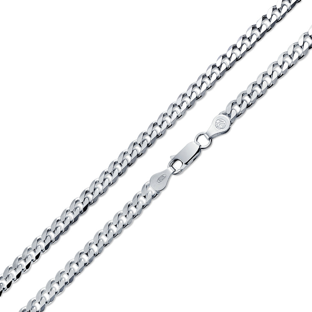 Set of 2 Solid 6MM Sterling Silver Miami Cuban Curb Chain Necklace 18 & 20 Inch
