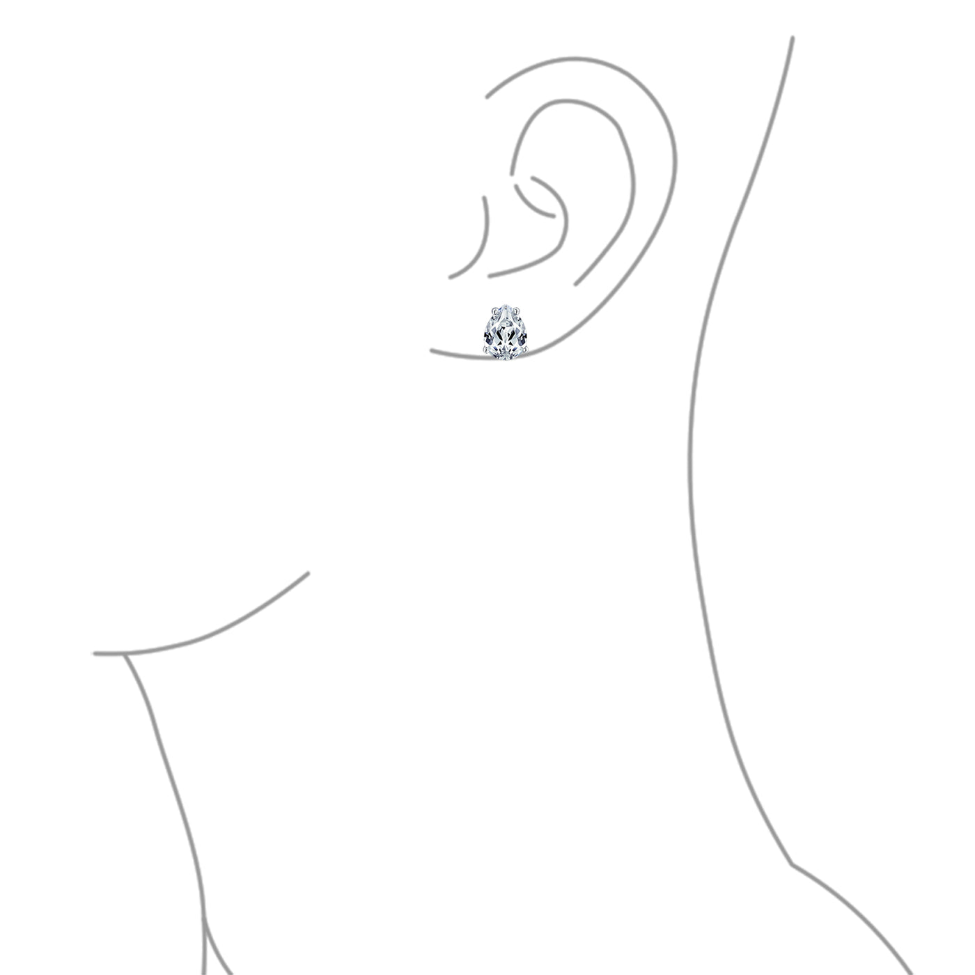 Set of 2 Pear Shape CZ Stud Earrings Teardrop Solitaire Gold Sterling Silver 6MM