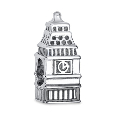 Set of 2 London Big Ben and Double Decker Bus Charm Bead Sterling Silver