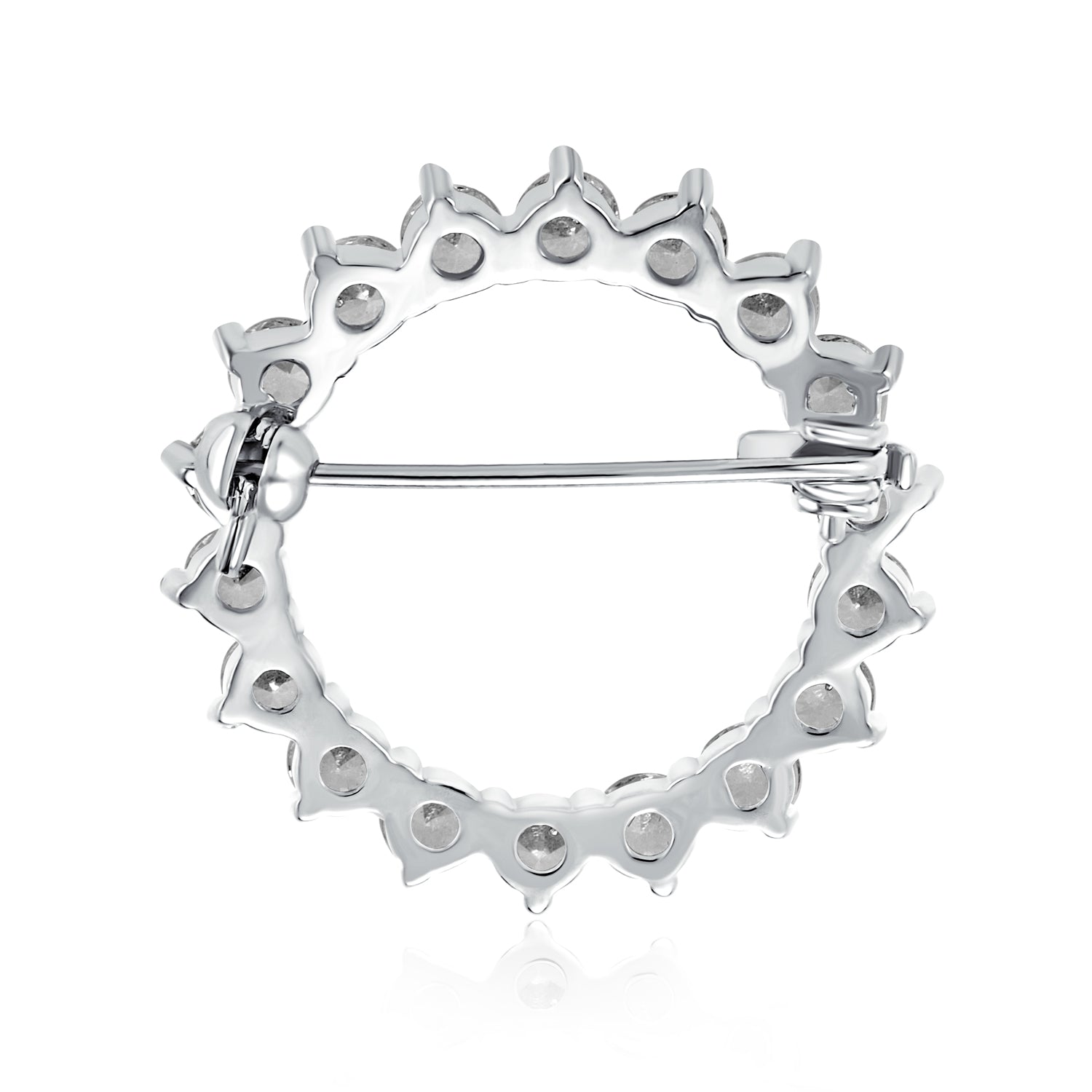 Set of 2 Bridal Marquise CZ Circle Brooch Pin for Wedding Gold Silver Plated