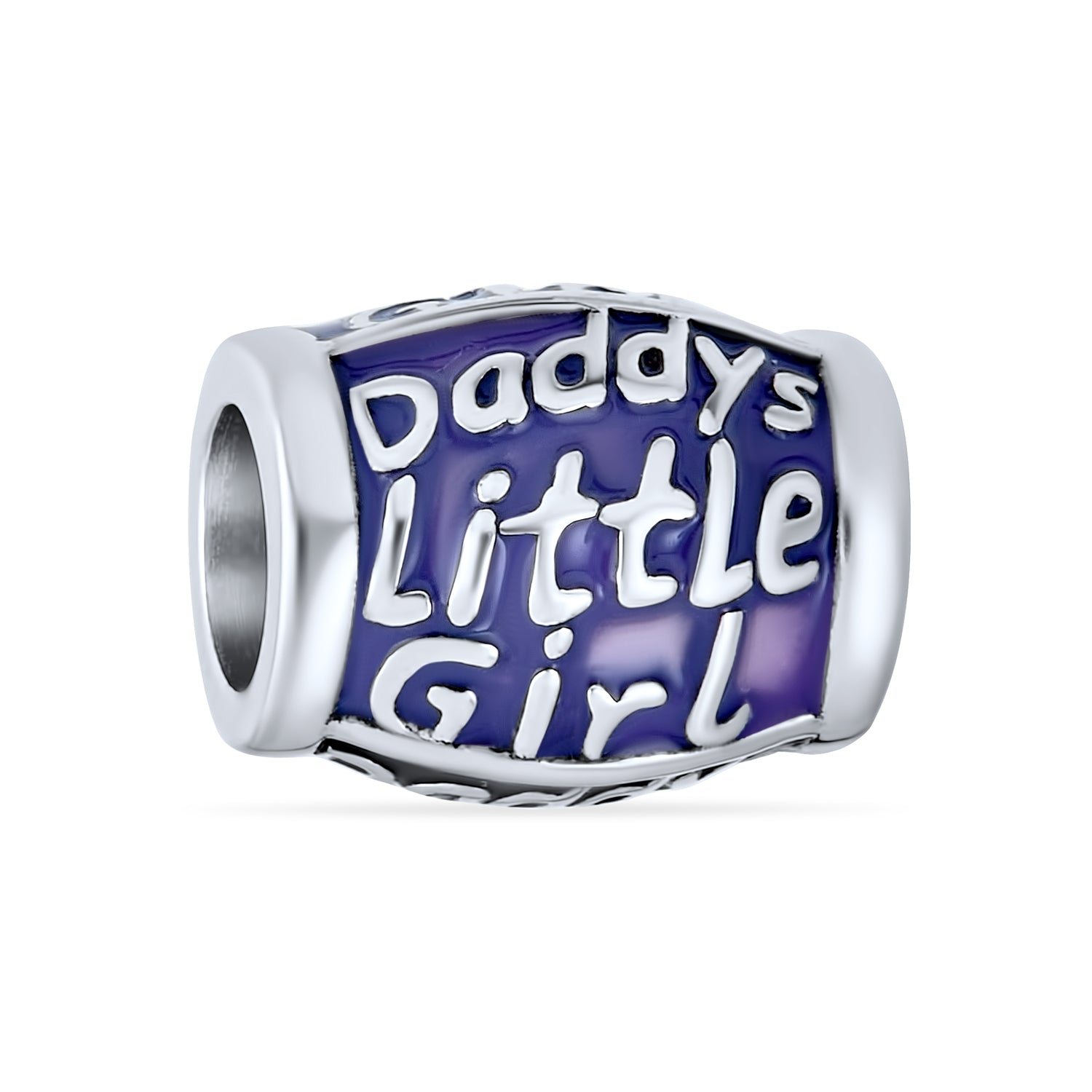 Sterling Silver Multicolor Enamel Flower Heart & Words Daddy&