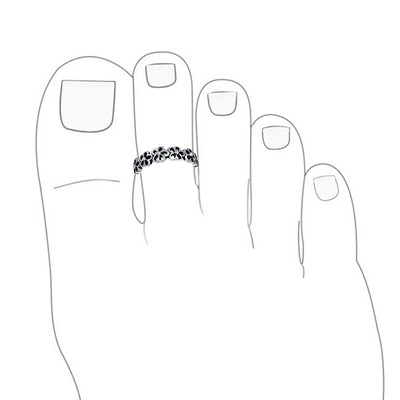 Set of 2 Daisy Flower and Black Rose Midi Band Toe Ring Oxidized Sterling Silver