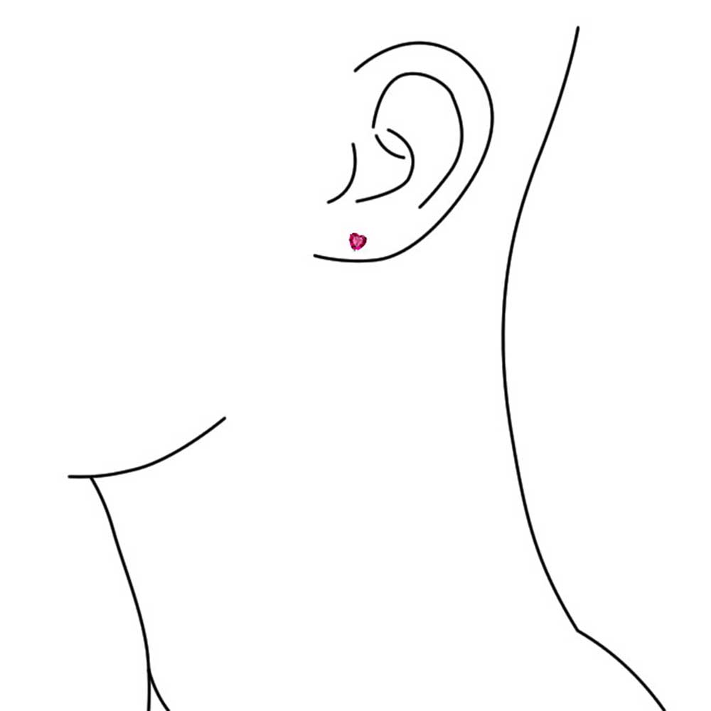 Romantic Tiny Fuchsia Hot Pink CZ Cubic Zirconia Heart Stud Earrings .925 Sterling Silver