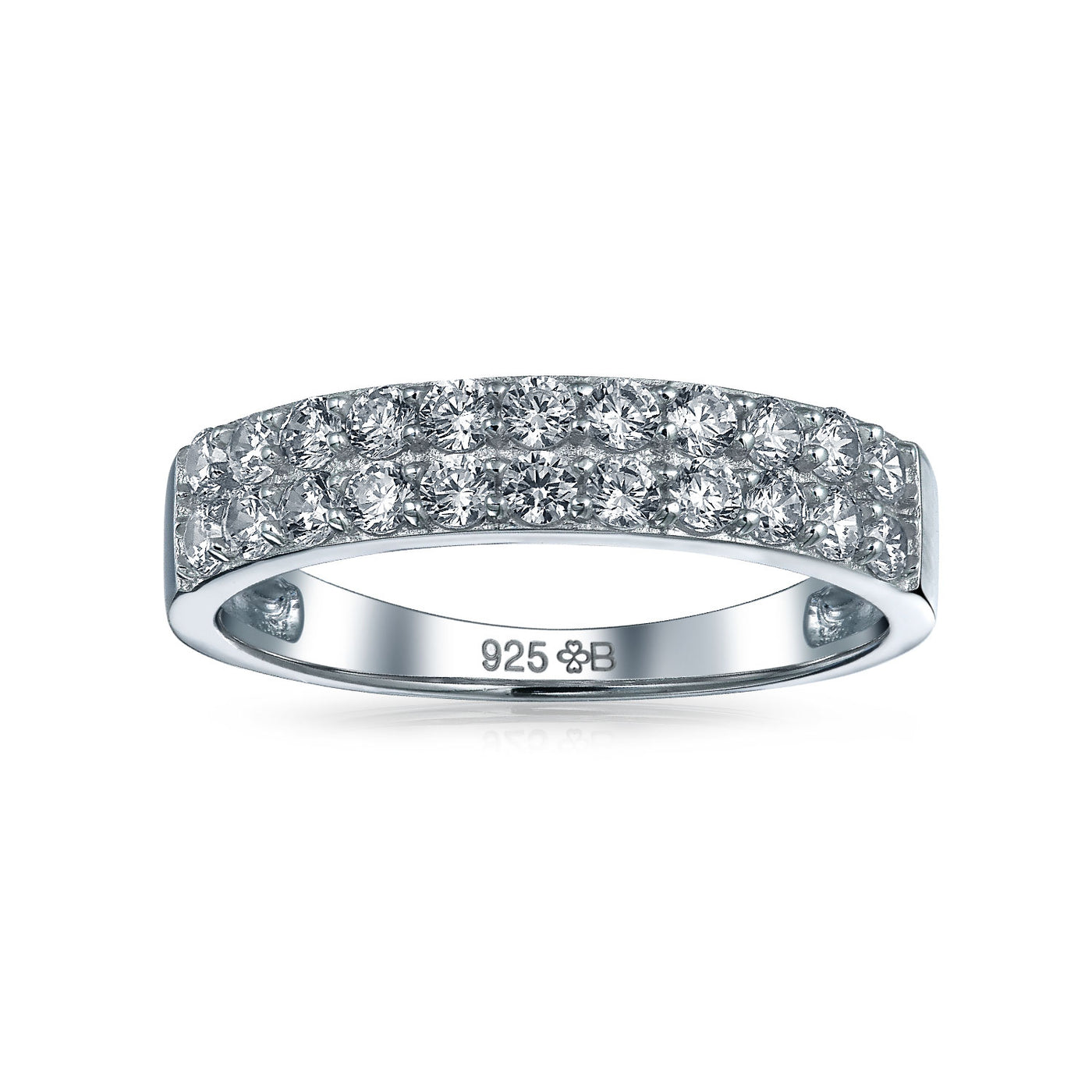 Cocktail Statement Ring: Micro Pave CZ Stackable Wedding Band in Sterling Silver