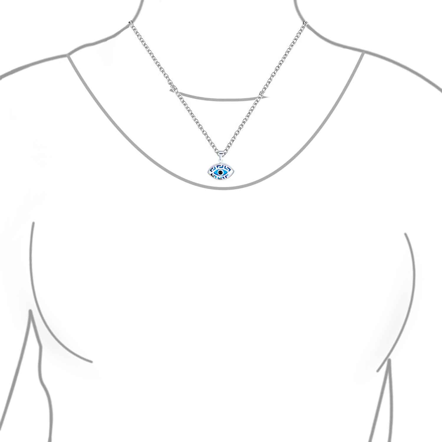 Turkish Evil Eye Filigree Charm Pendant Necklace in Sterling Silver Protection