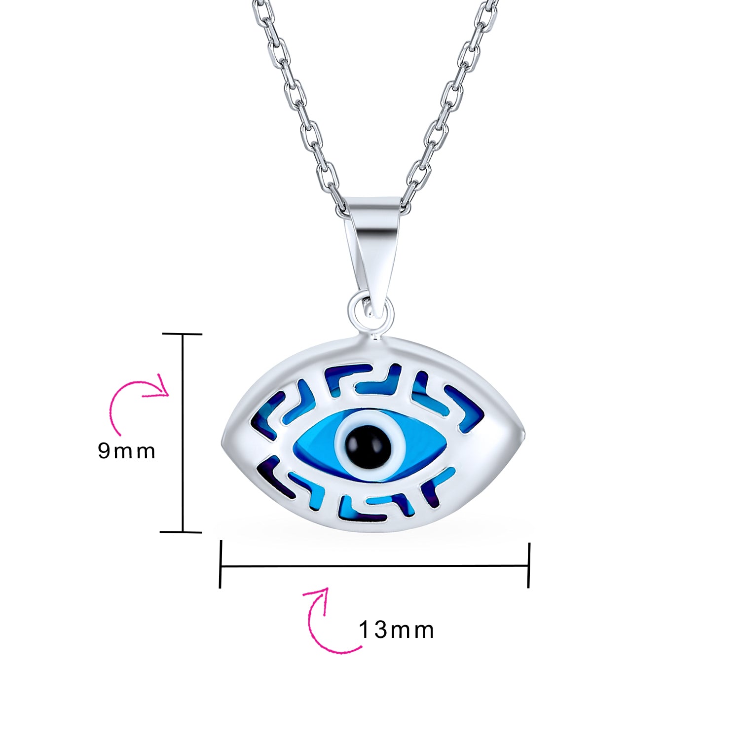 Turkish Evil Eye Filigree Charm Pendant Necklace in Sterling Silver Protection