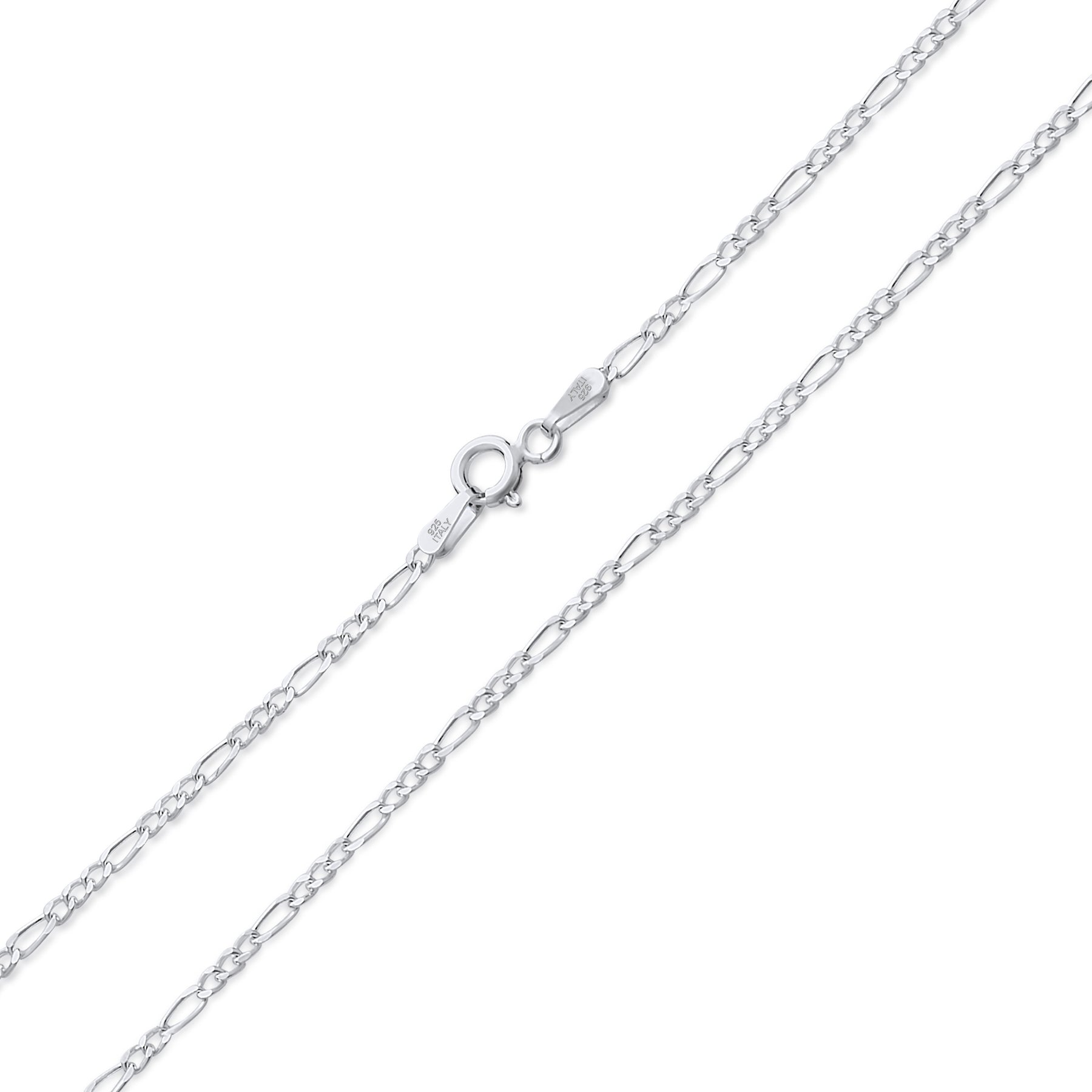 Set of 2 Thin 50 Gauge Sterling Silver Figaro Chain Necklace 20 Inch and 24 Inch