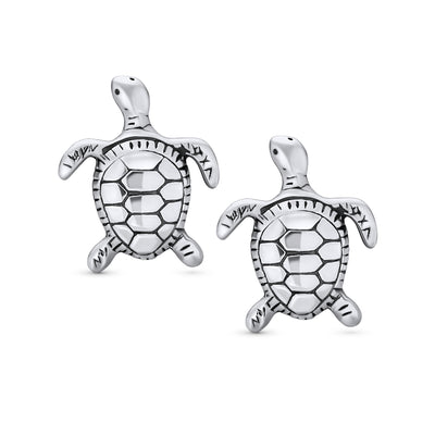 Hawaiian Sea Tortoise Beach Turtle Stud Earrings in Sterling Silver
