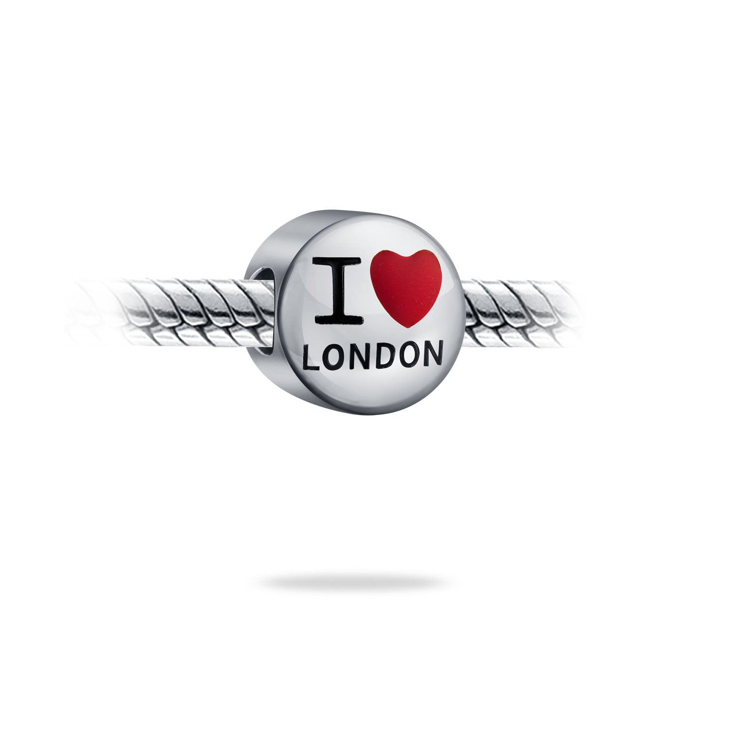 Travel I Love London England Charm Bead .925 Sterling Silver for Bracelet