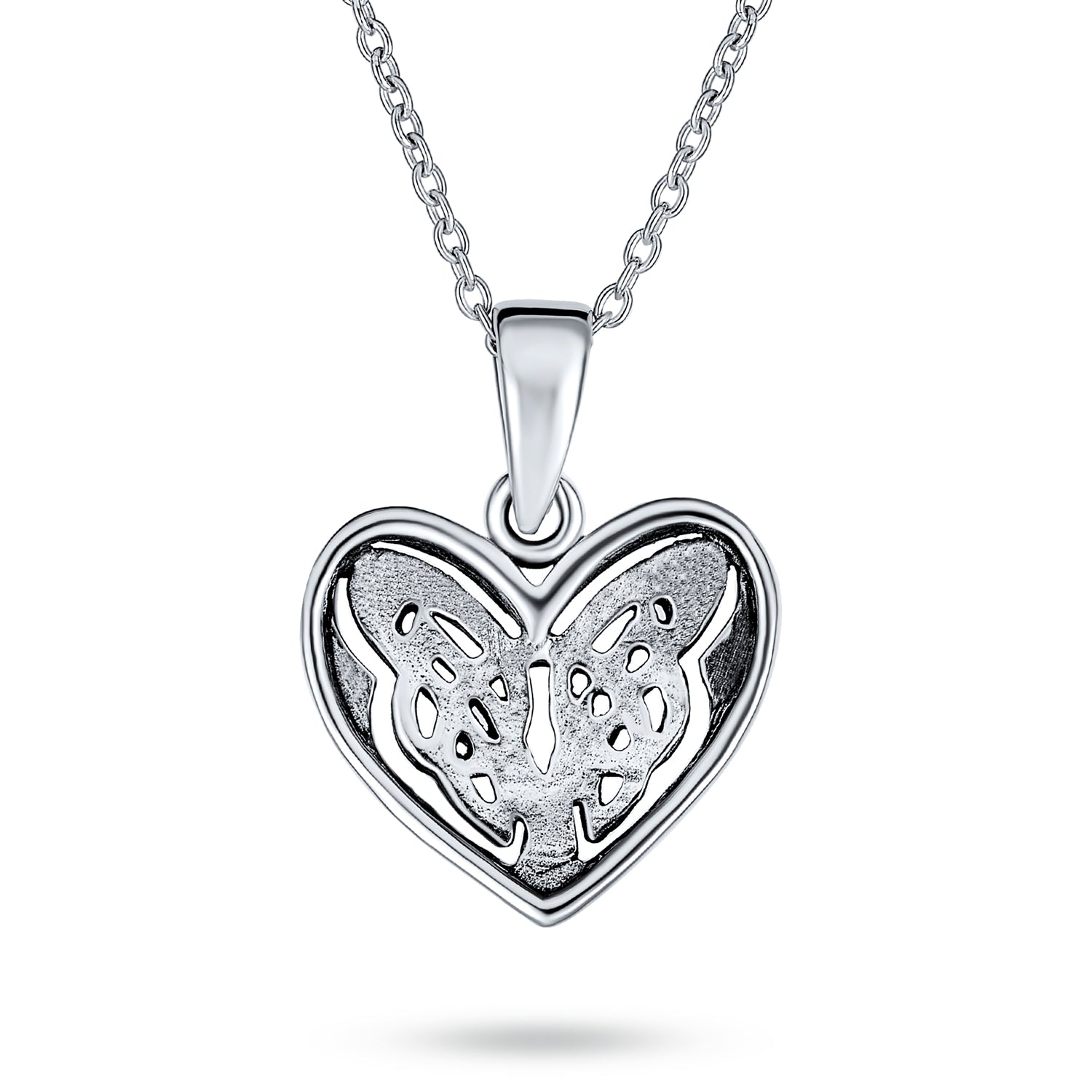 Celtic Infinity Knot Necklace & Heart Stud Earrings Set Oxidized Sterling Silver