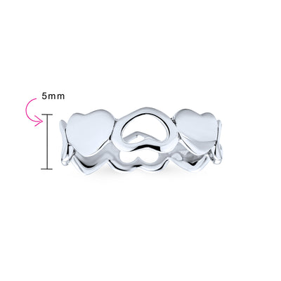 Silver Ring: BFF Friendship Open Heart Eternity Band Promise Ring in Sterling