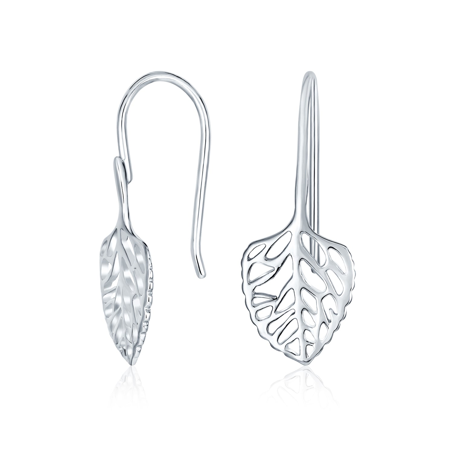 Delicate Filigree Leaf Dangle Earrings Sterling Silver Nature-Inspired Jewelry