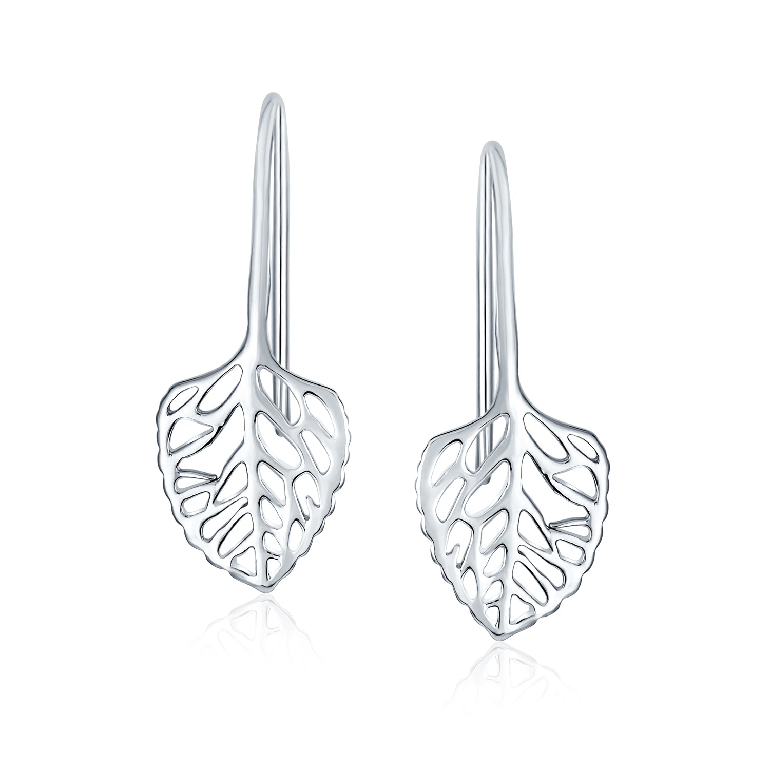 Delicate Filigree Leaf Dangle Earrings Sterling Silver Nature-Inspired Jewelry