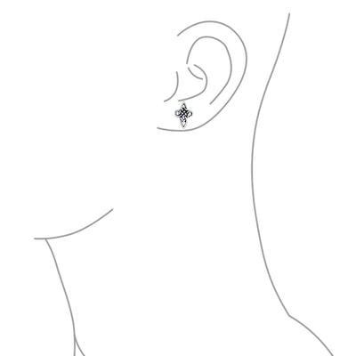 Set of 2 Religious Celtic Cross Stud Earrings Irish Love Knot Oxidized Silver