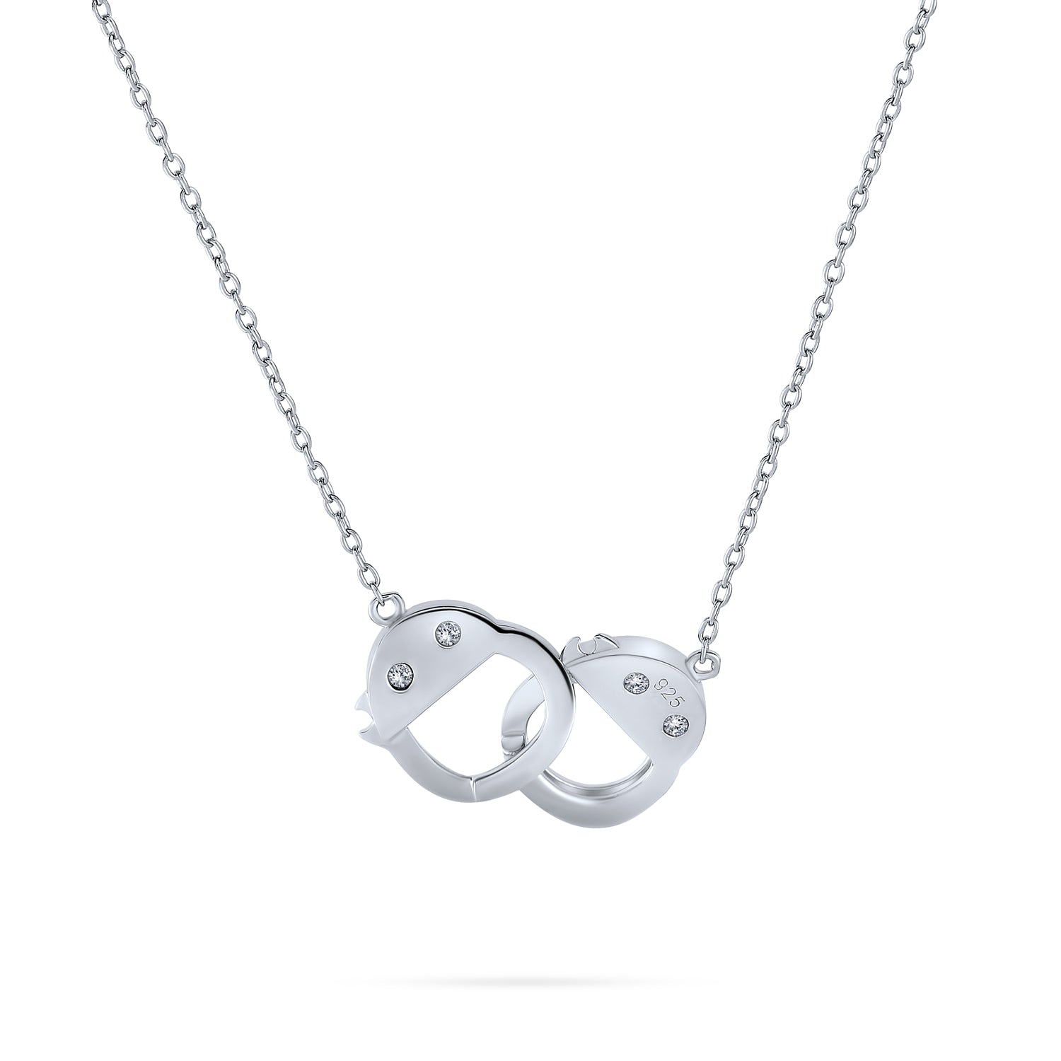 Delicate CZ Accent Handcuff Pendant Necklace & Bangle Bracelet Sterling Silver